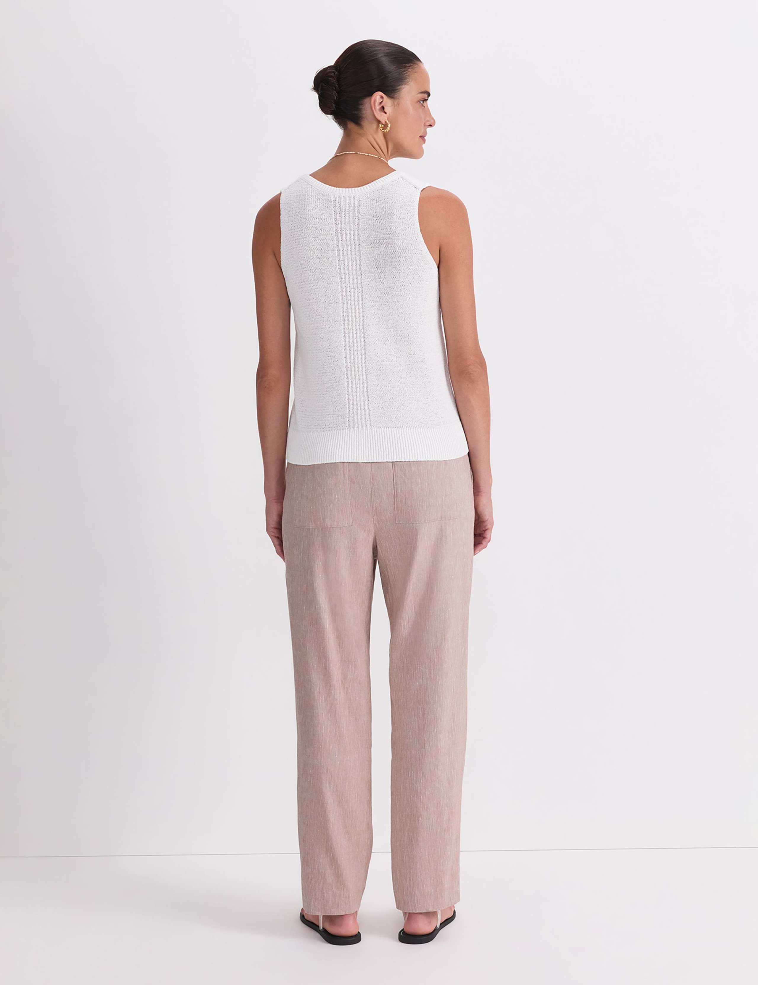 Cotton Blend V-Neck Knitted Vest Top 2 of 6