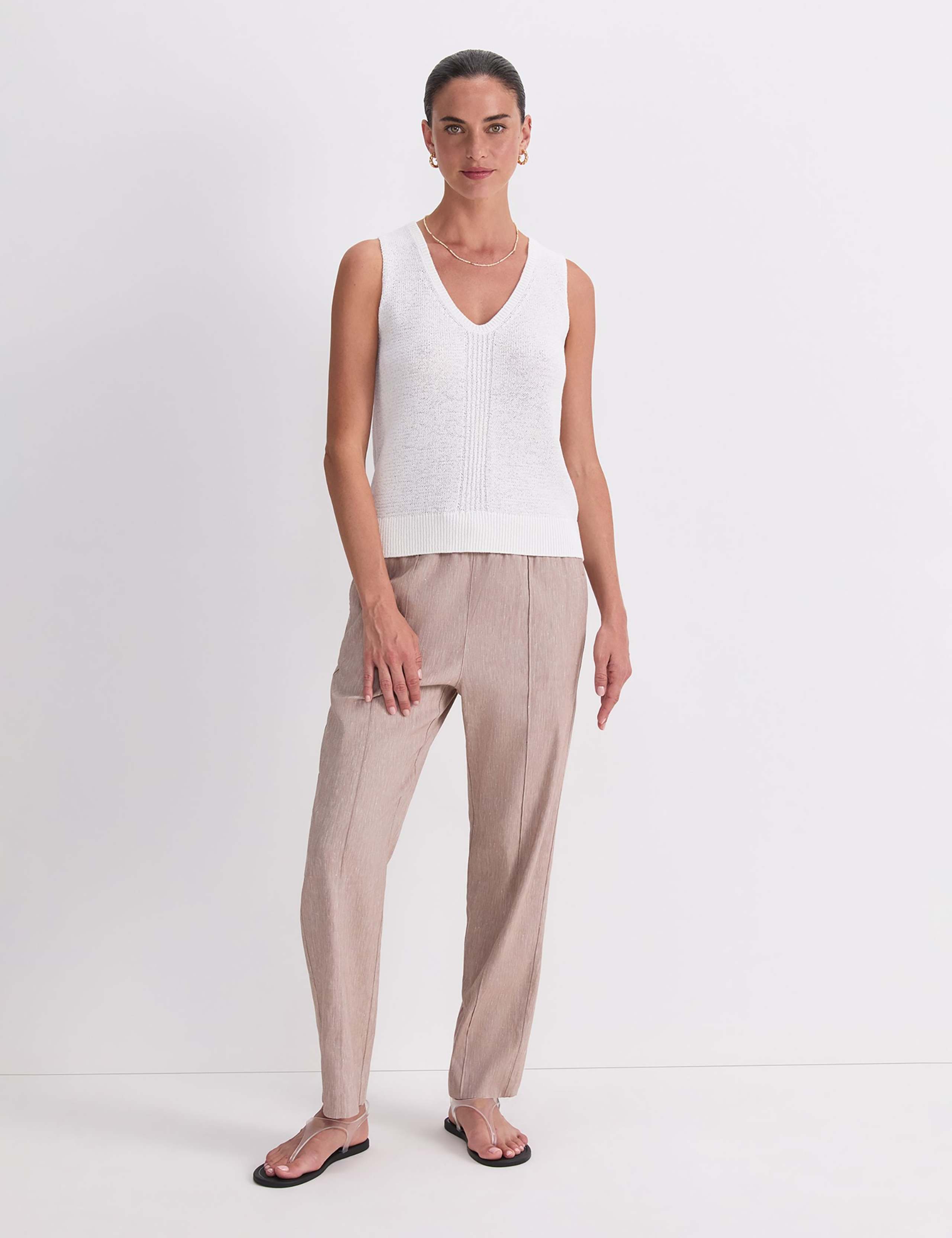 Cotton Blend V-Neck Knitted Vest Top 3 of 6