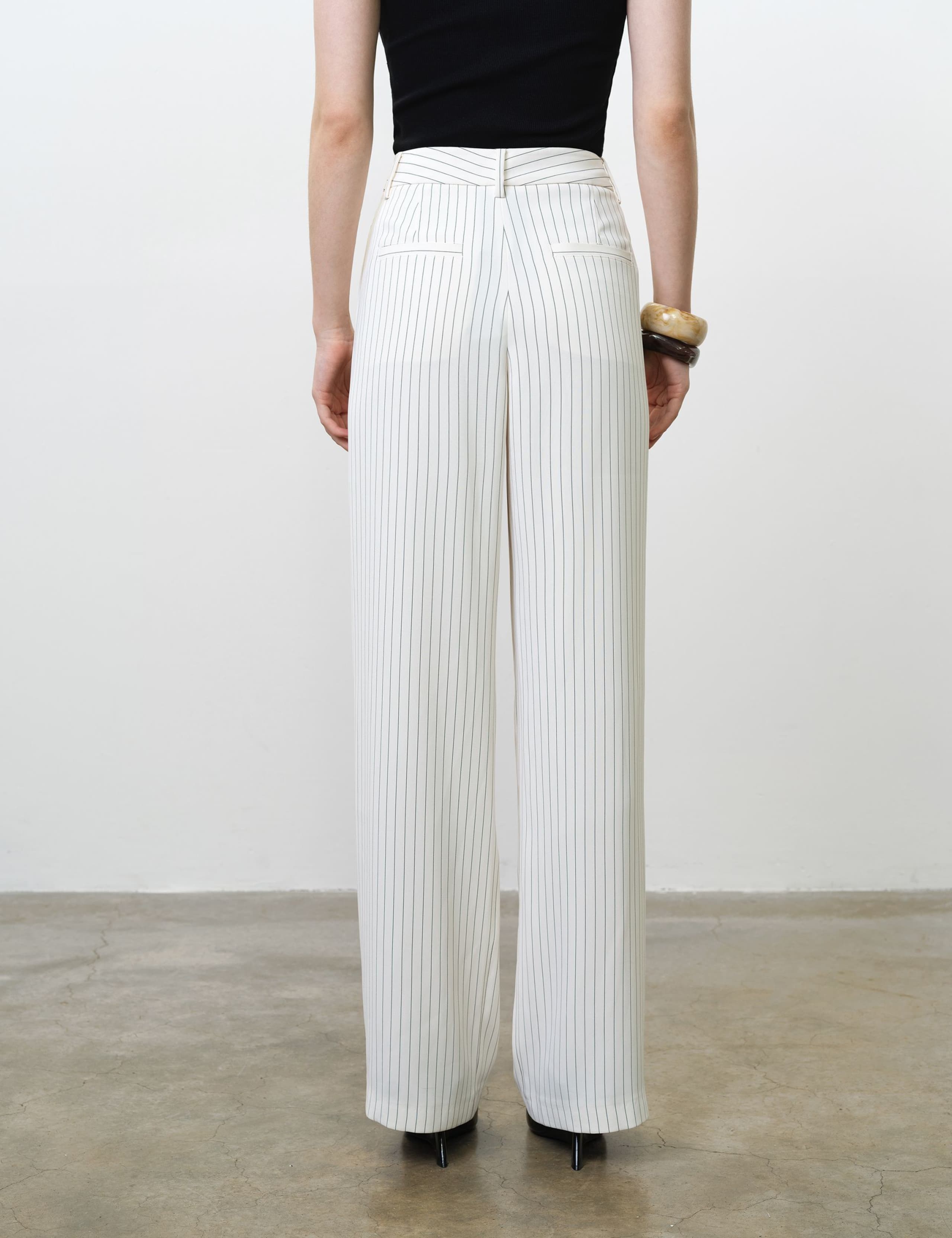 Pinstripe Pleat Front Wide Leg Trousers 6 of 6