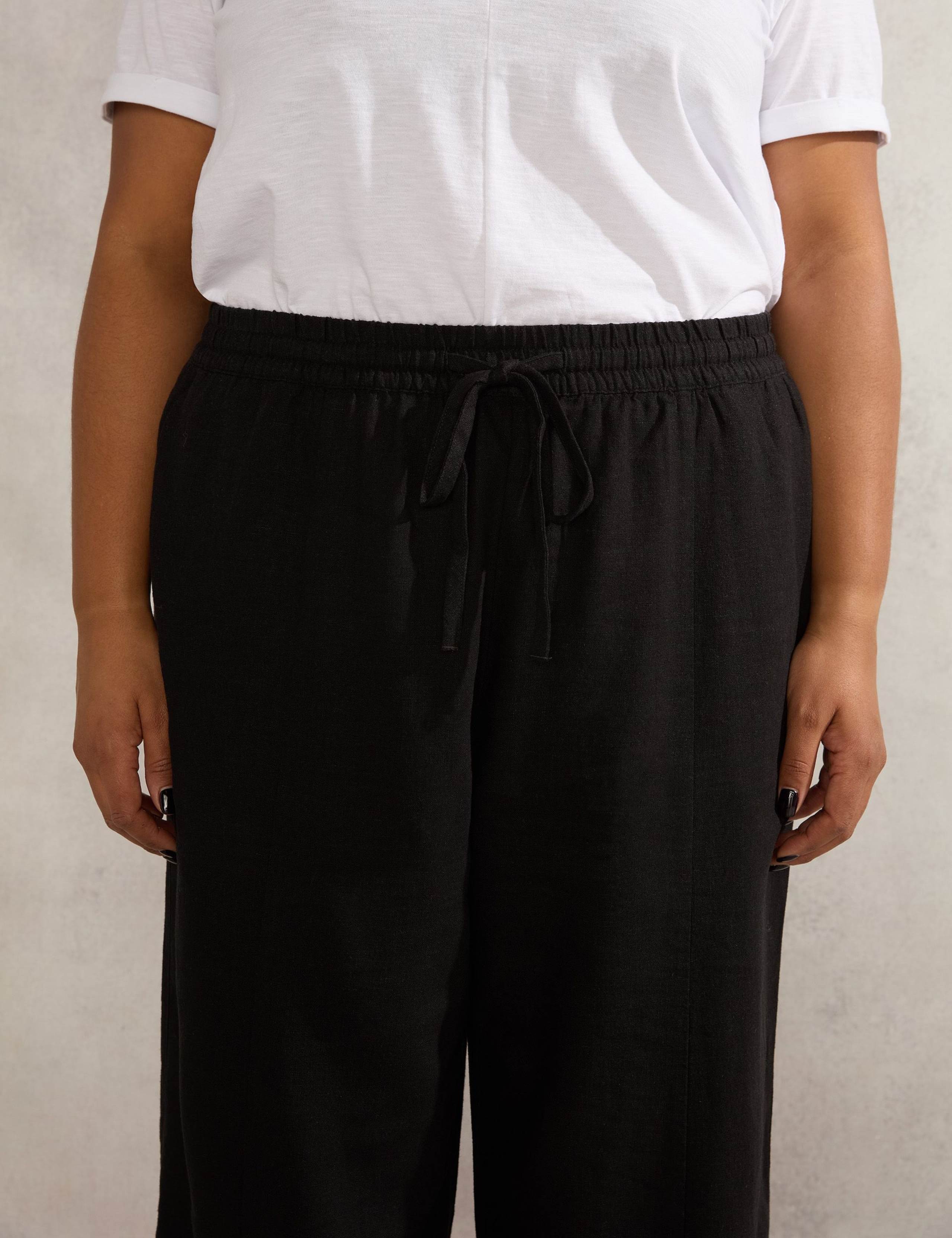 Linen Blend Wide Leg Cropped Trousers 3 of 3
