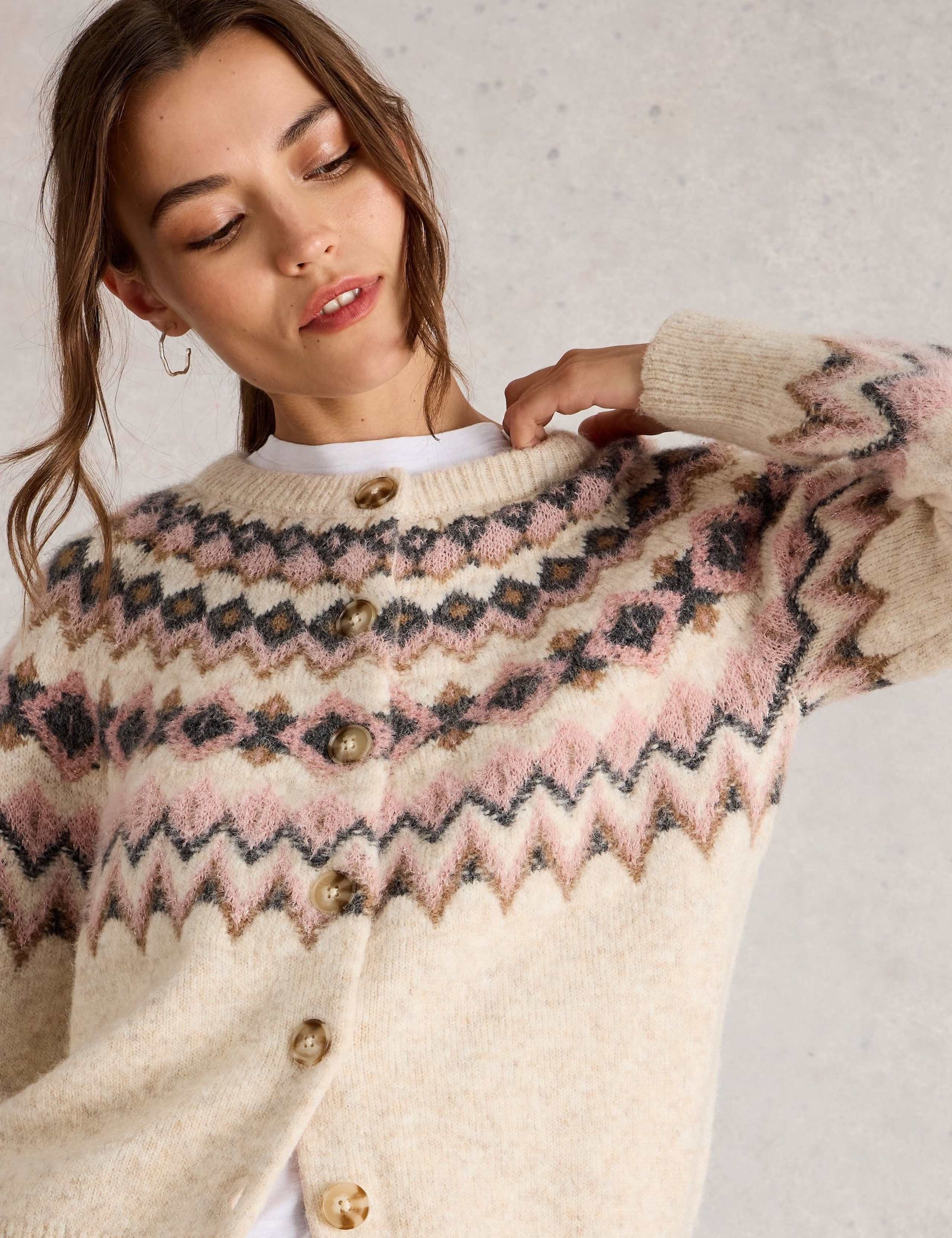 Fair Isle Button Front Cardigan with Wool 4 of 6