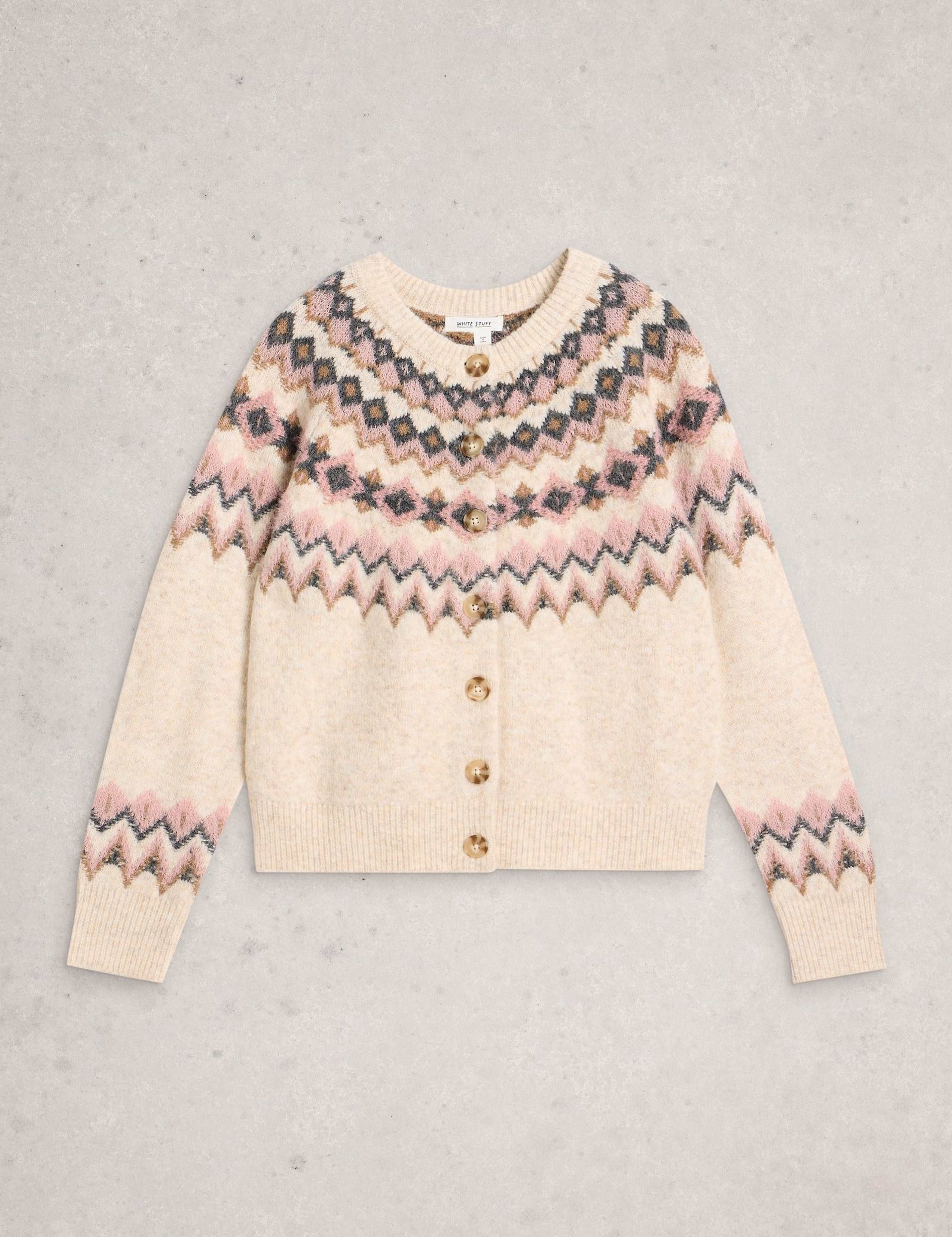 Fair Isle Button Front Cardigan with Wool 2 of 6