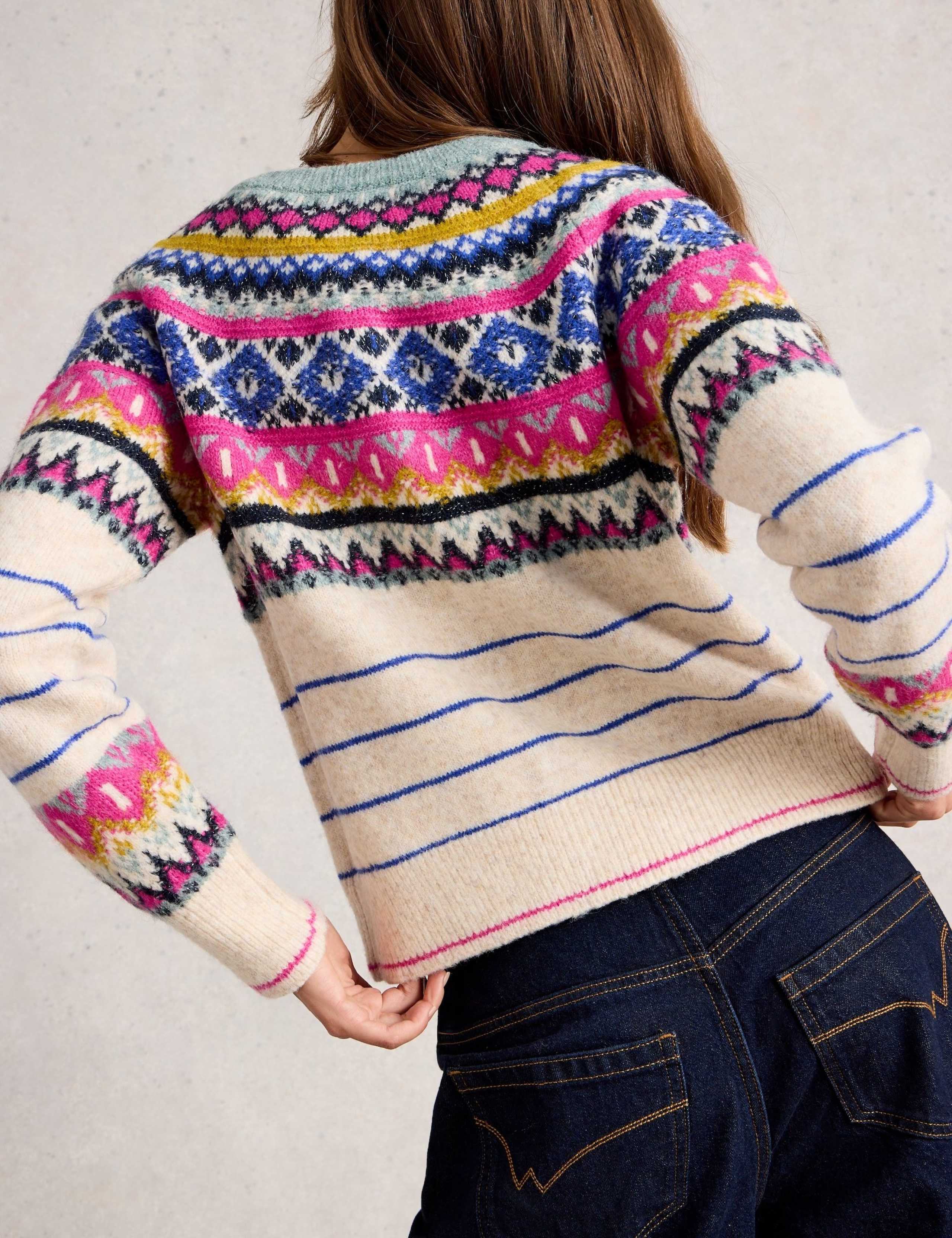 Fair Isle Button Front Cardigan with Wool 5 of 6