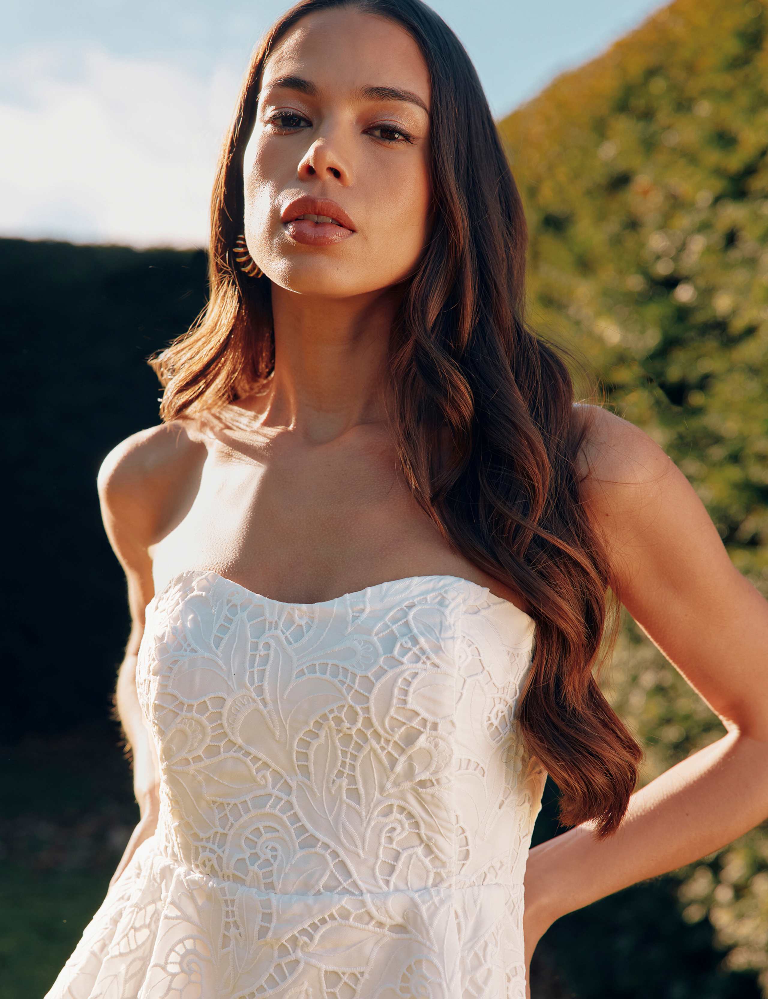 Lace Bandeau Peplum Top 4 of 9