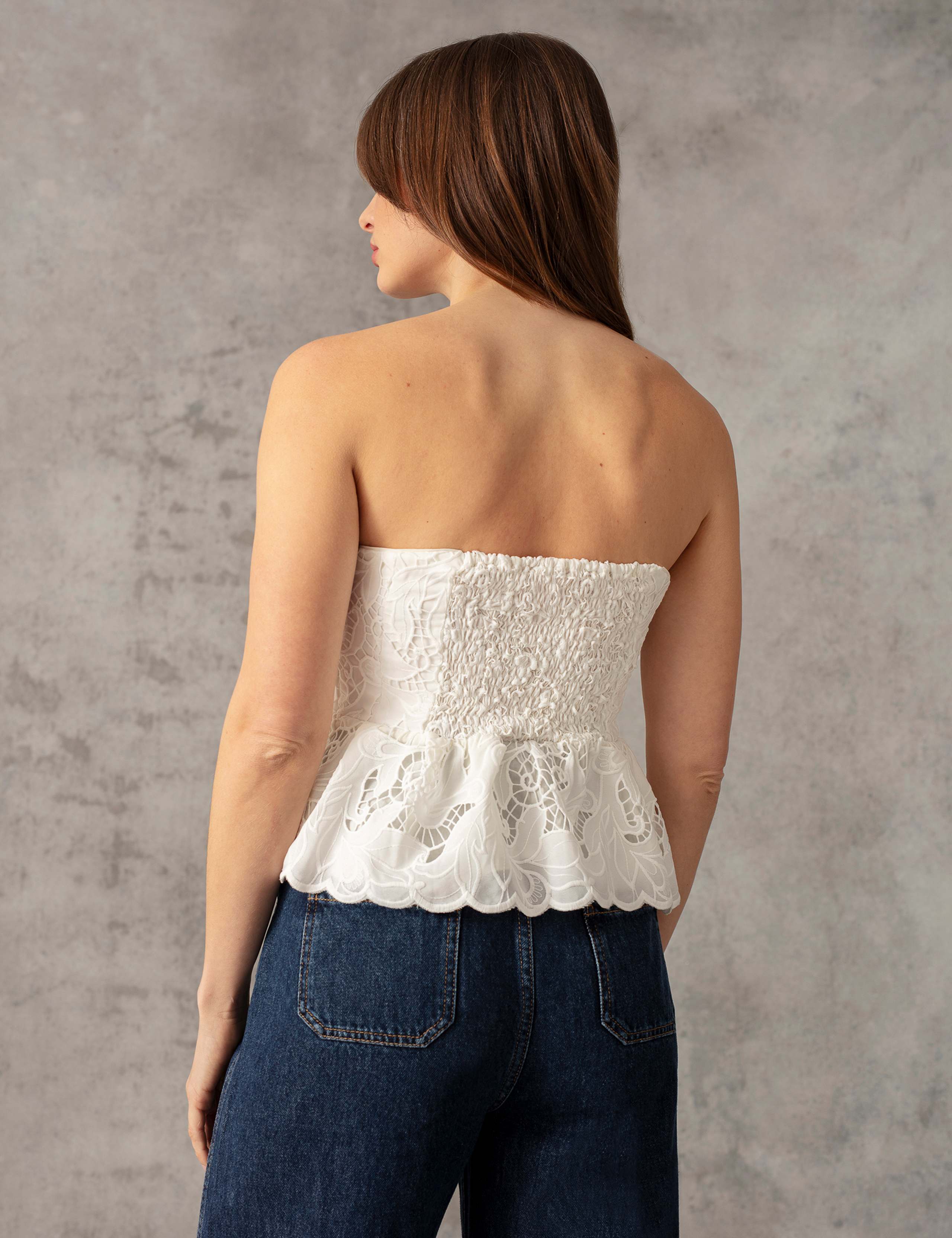Lace Bandeau Peplum Top 6 of 9