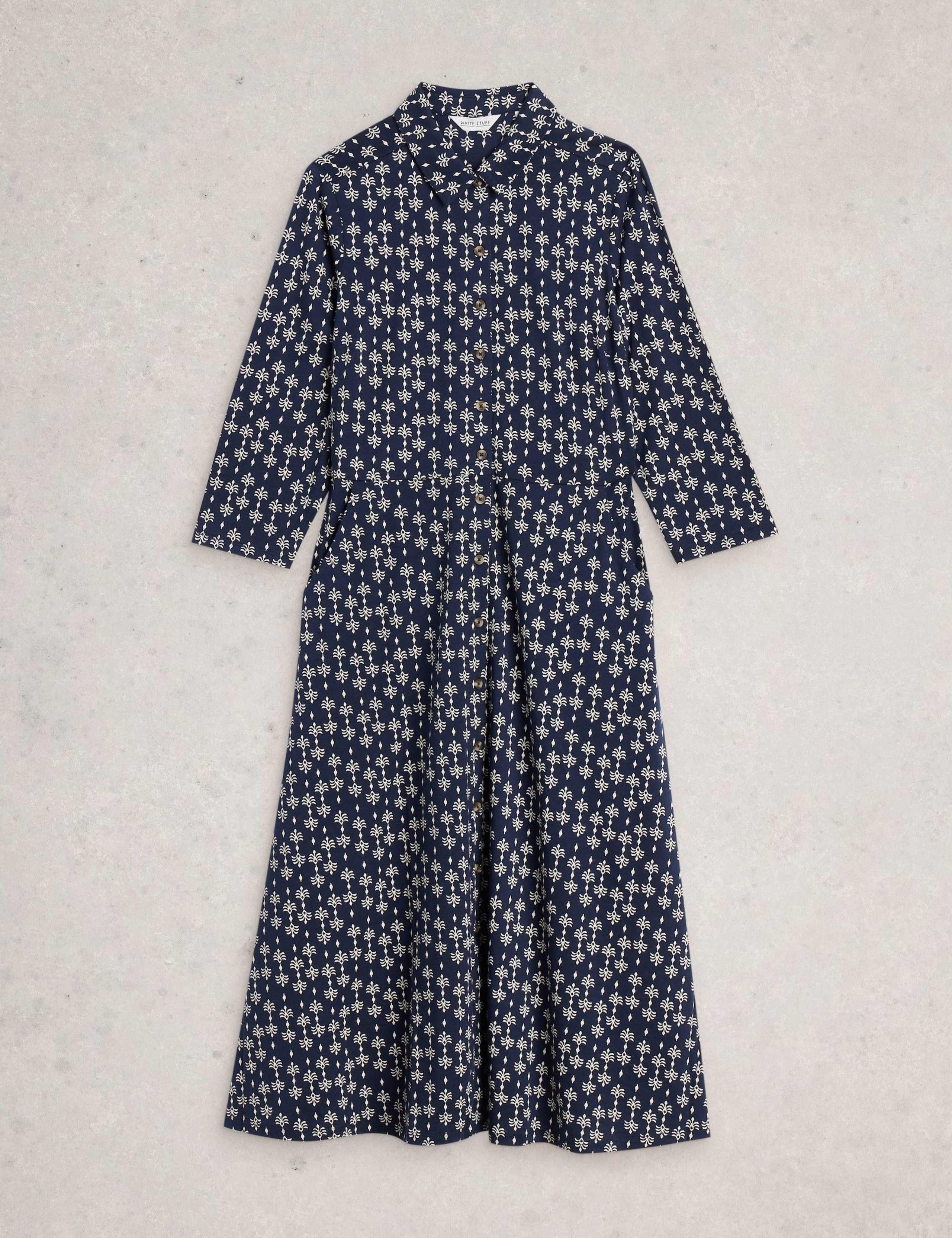 Cotton Modal Printed Midi Shirt Dress 2 of 6