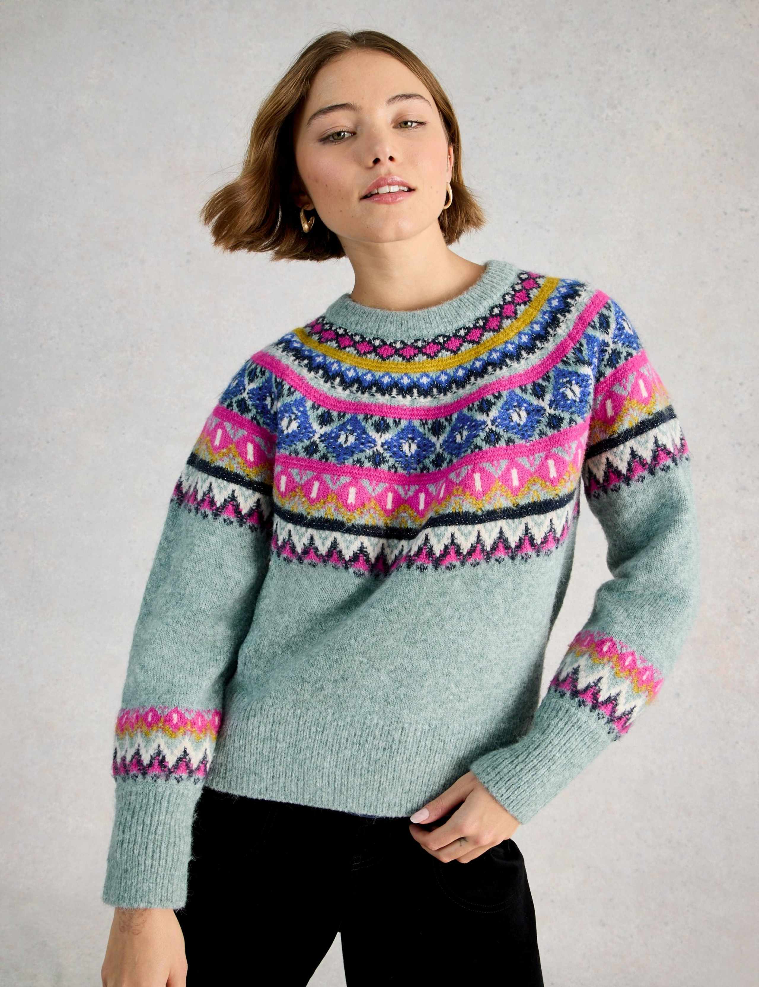 Fair Isle Crew Neck Jumper with Wool 6 of 6