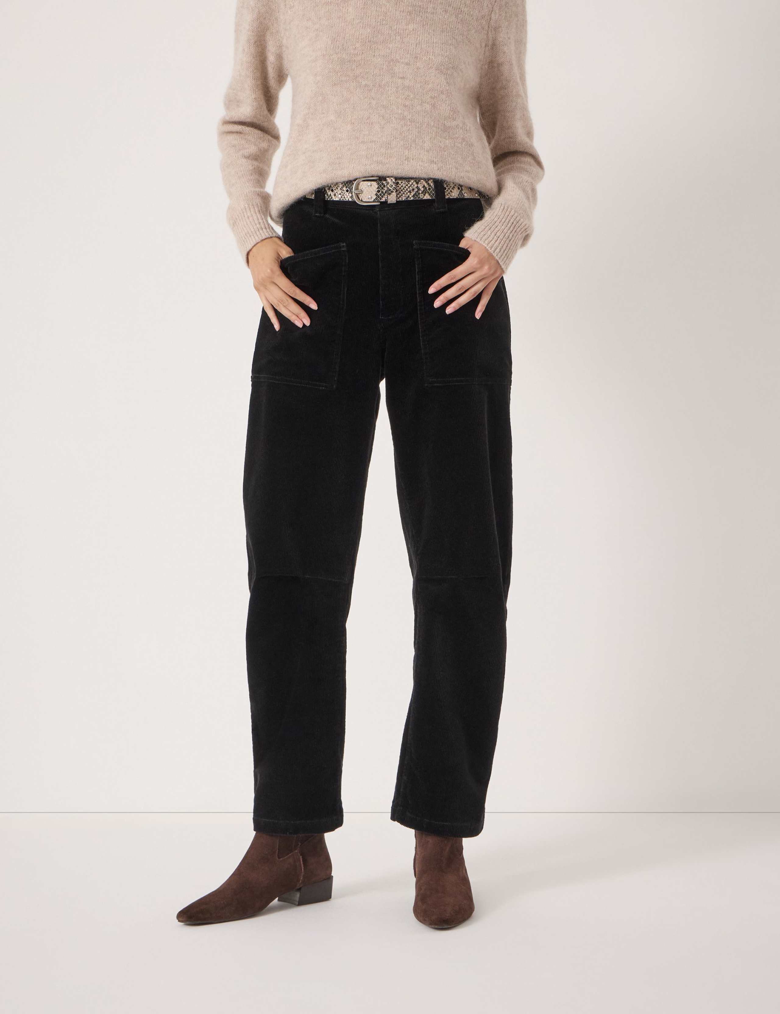 Cord Barrel Leg Ankle Grazer Trousers 3 of 5