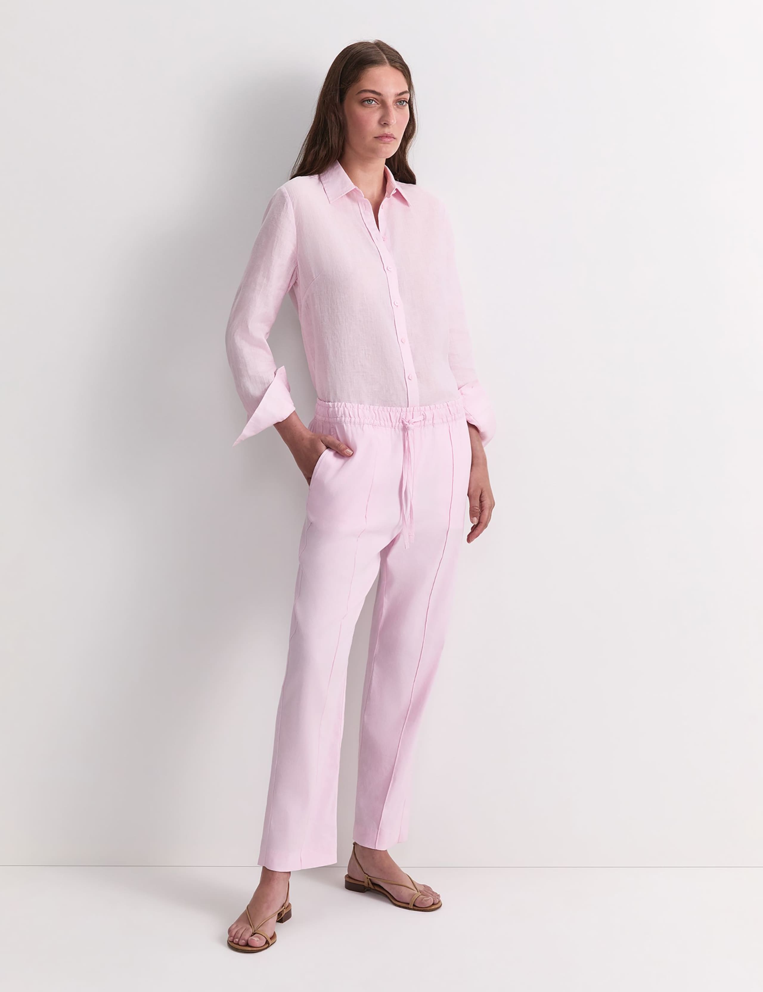 Linen Blend Relaxed Tapered Trousers 2 of 5