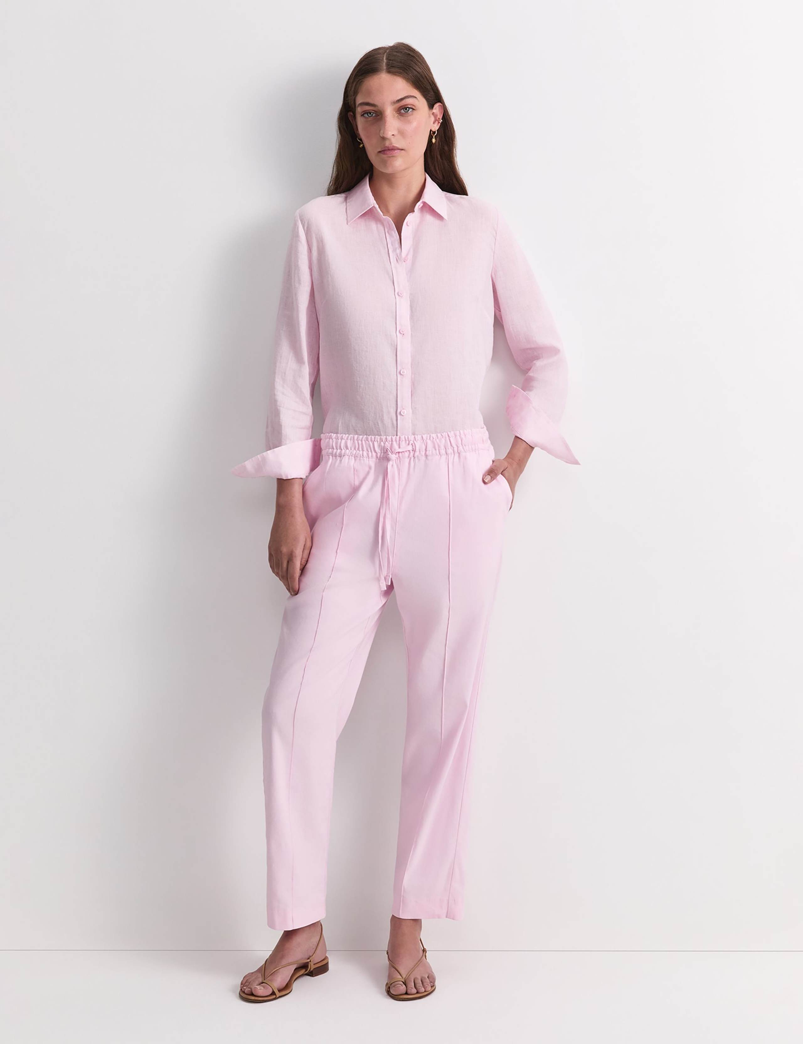 Linen Blend Relaxed Tapered Trousers 3 of 5