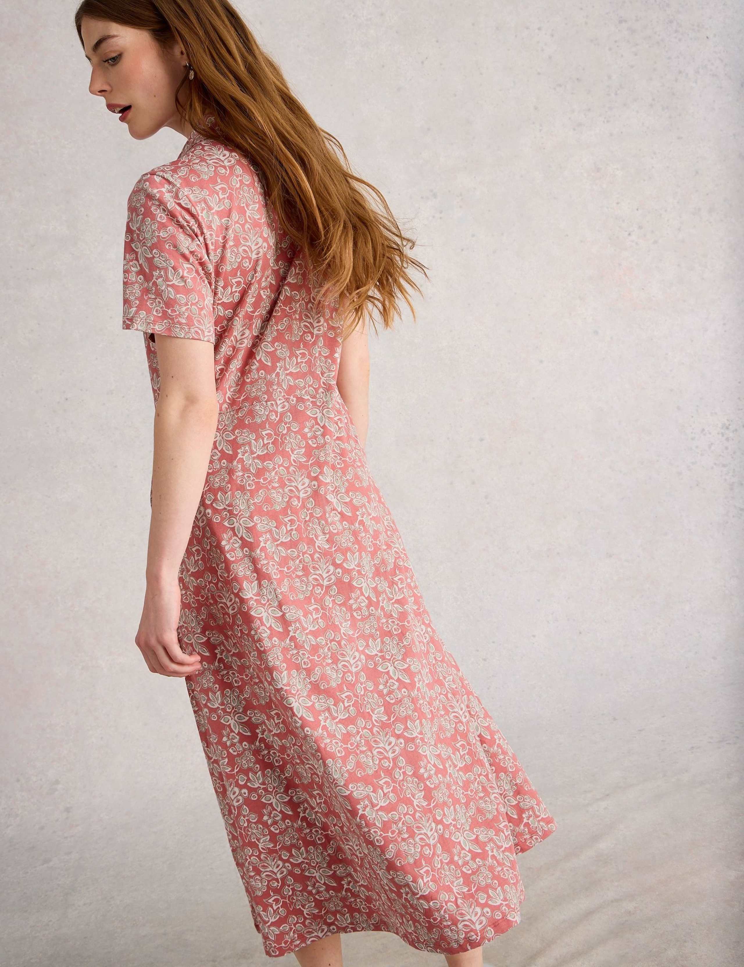 Jersey Floral Midi Shirt Dress 5 of 6