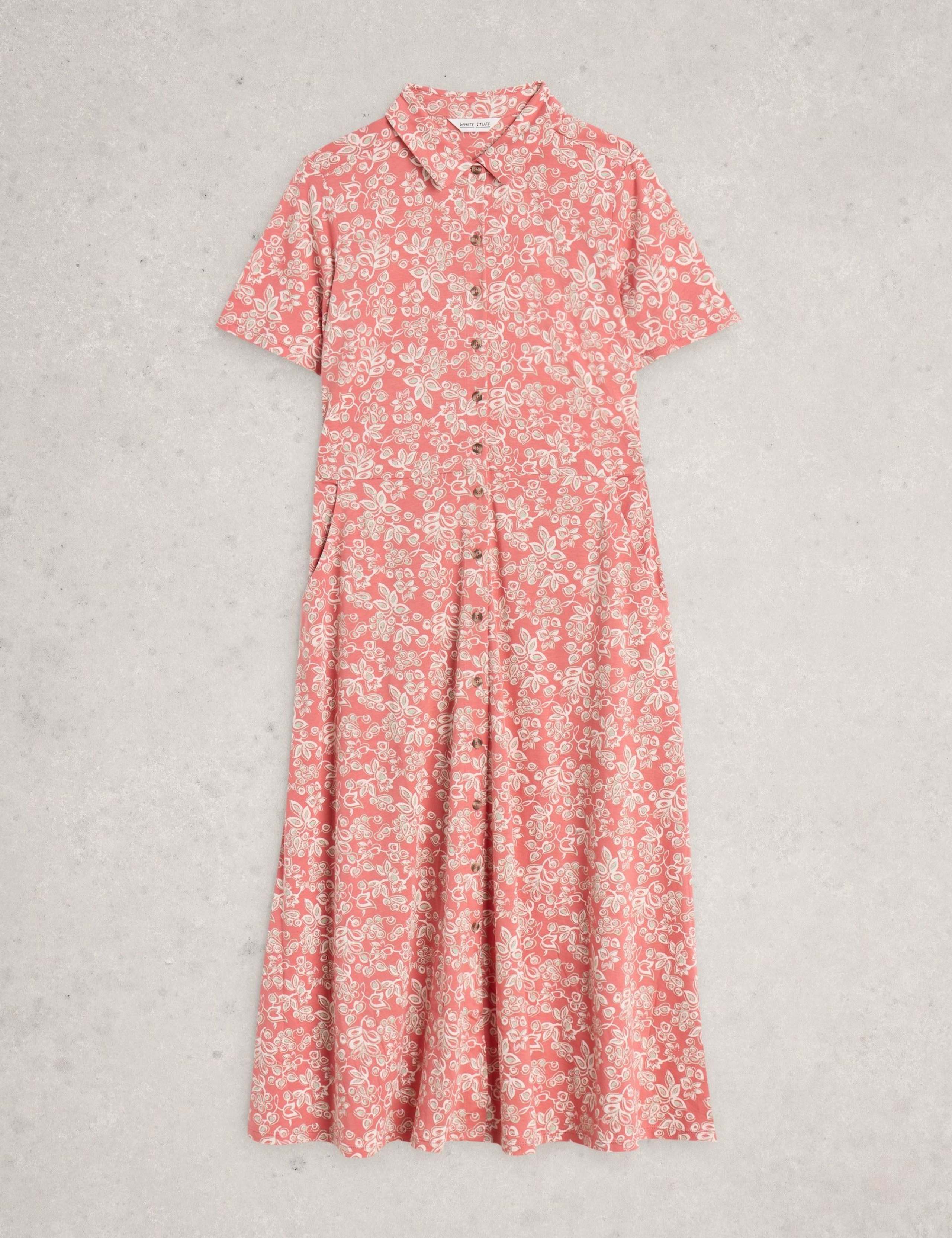 Jersey Floral Midi Shirt Dress 2 of 6