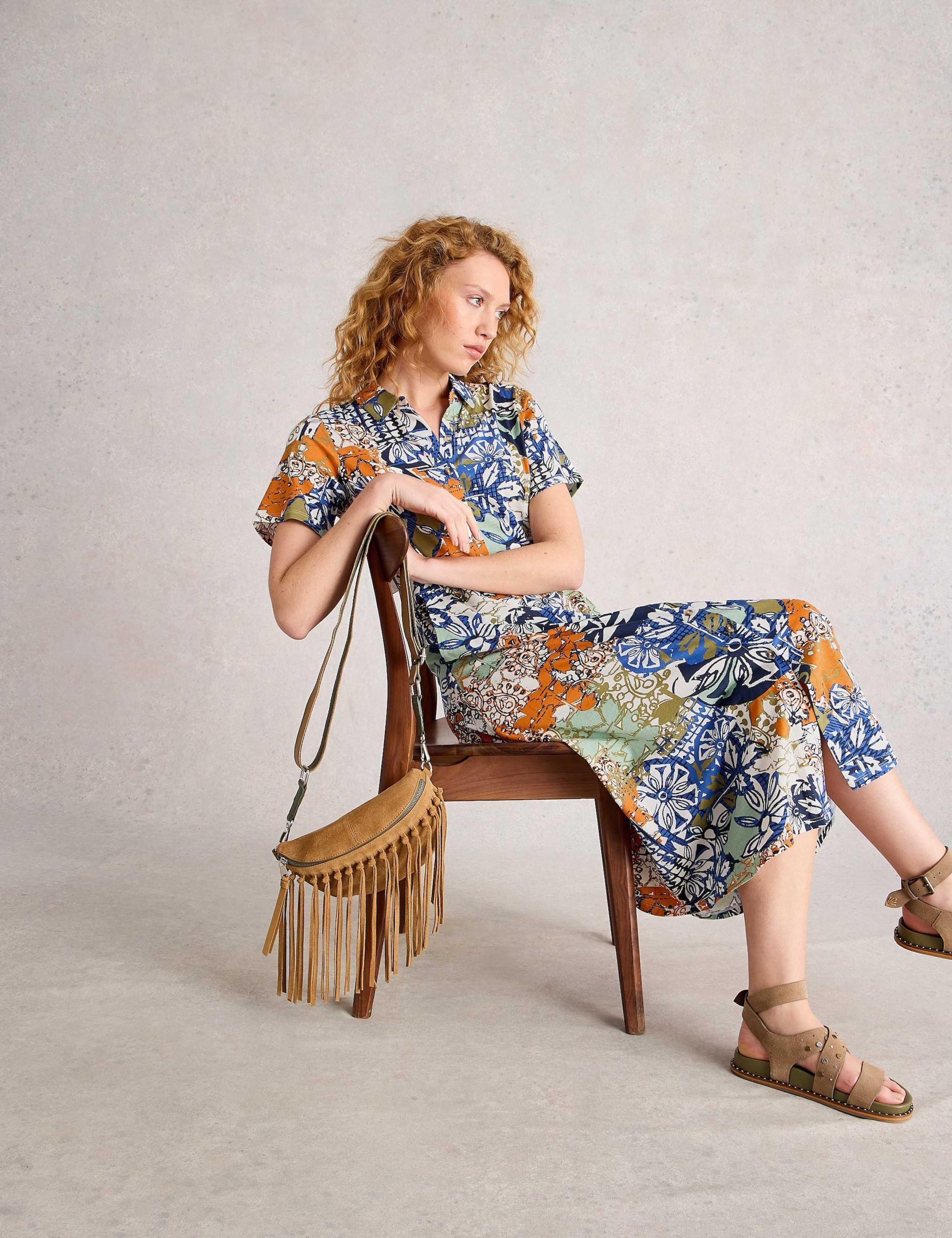 Jersey Floral Midi Shirt Dress 3 of 6