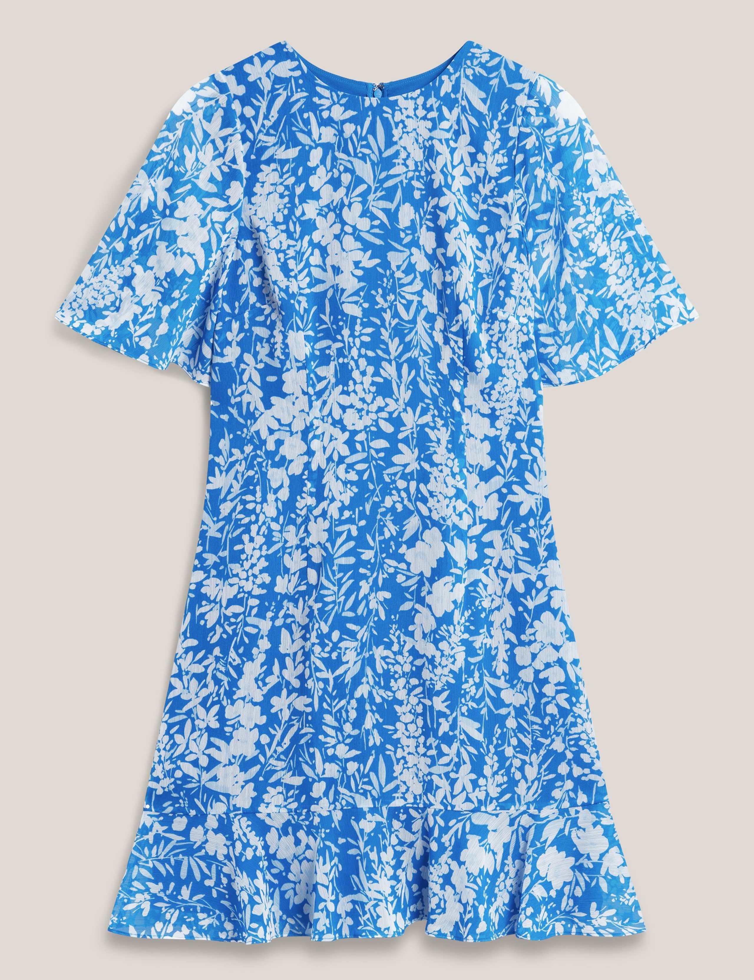Floral Round Neck Mini Shift Dress 2 of 5