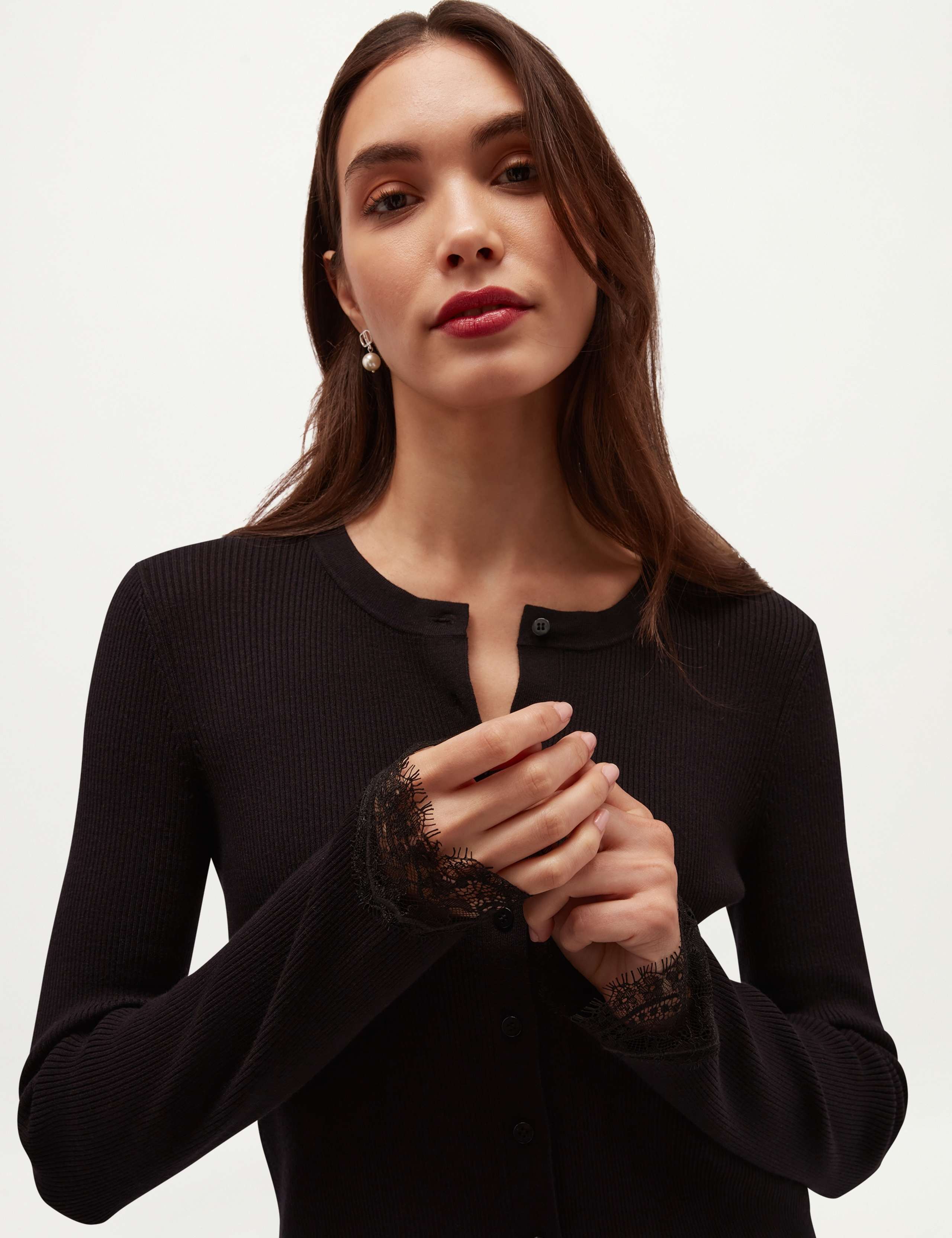 Lace Crew Neck Regular Fit Cardigan 3 of 6