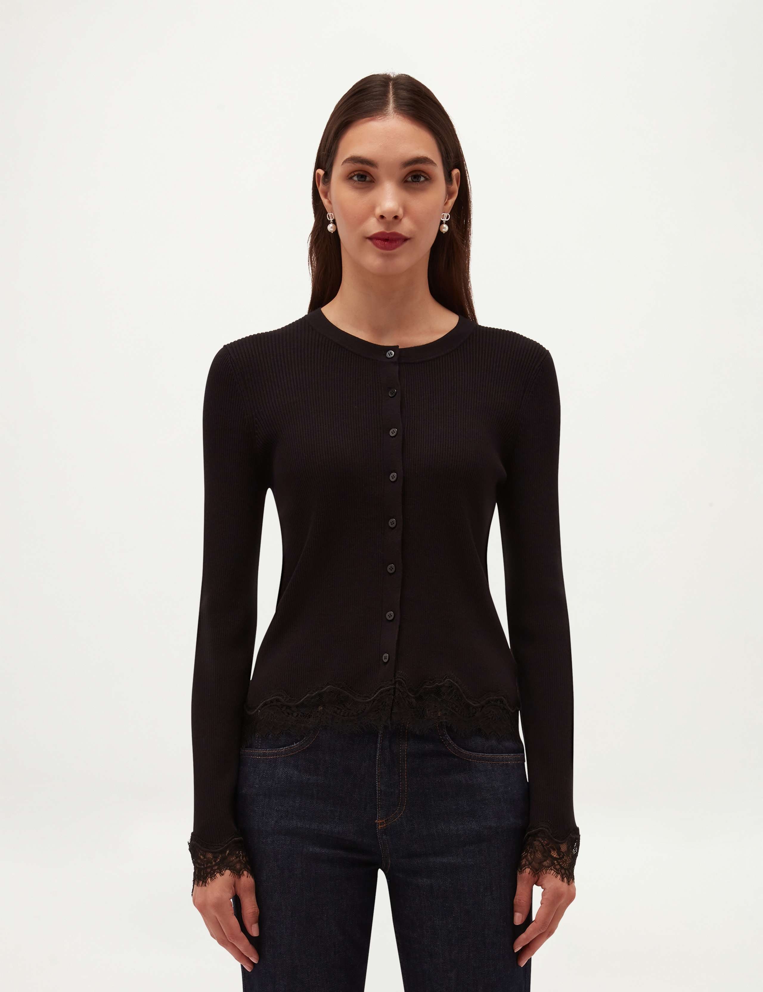 Lace Crew Neck Regular Fit Cardigan 5 of 6