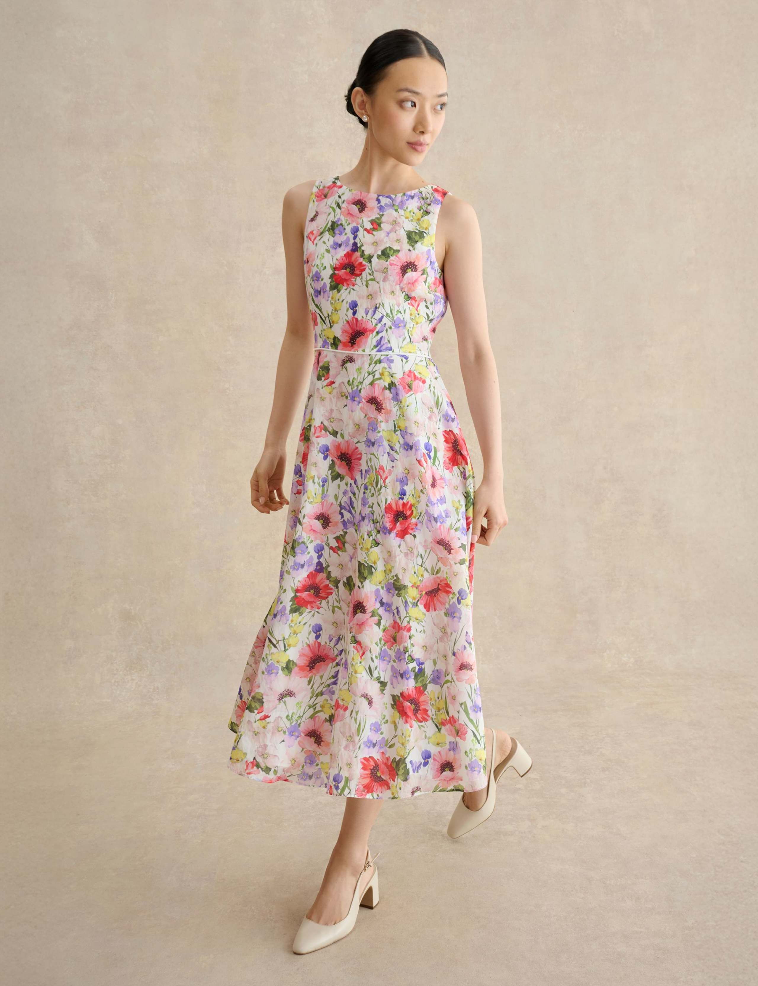 Floral Midi Waisted Dress 1 of 6
