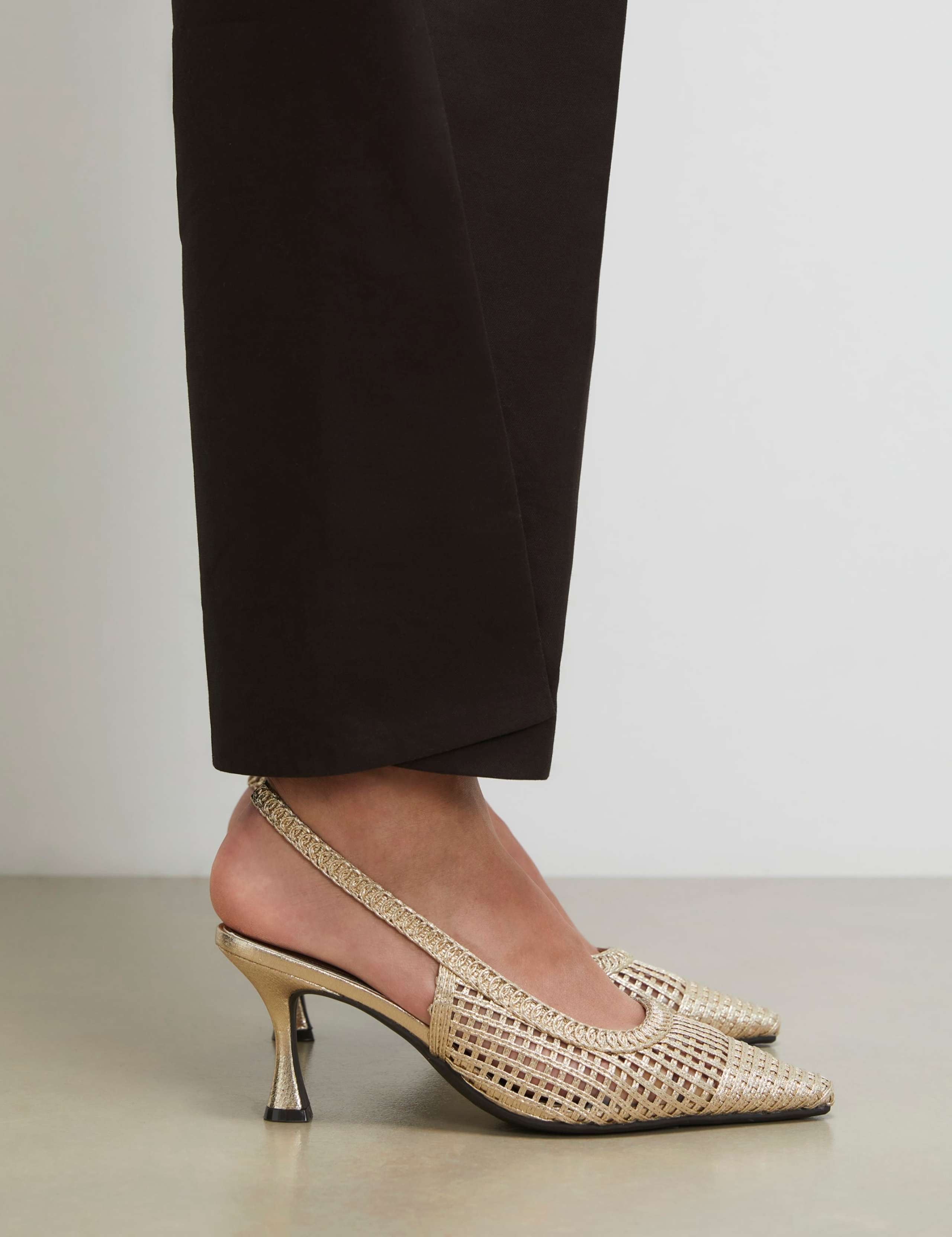 Metallic Woven Stiletto Heel Slingback Shoes 3 of 5