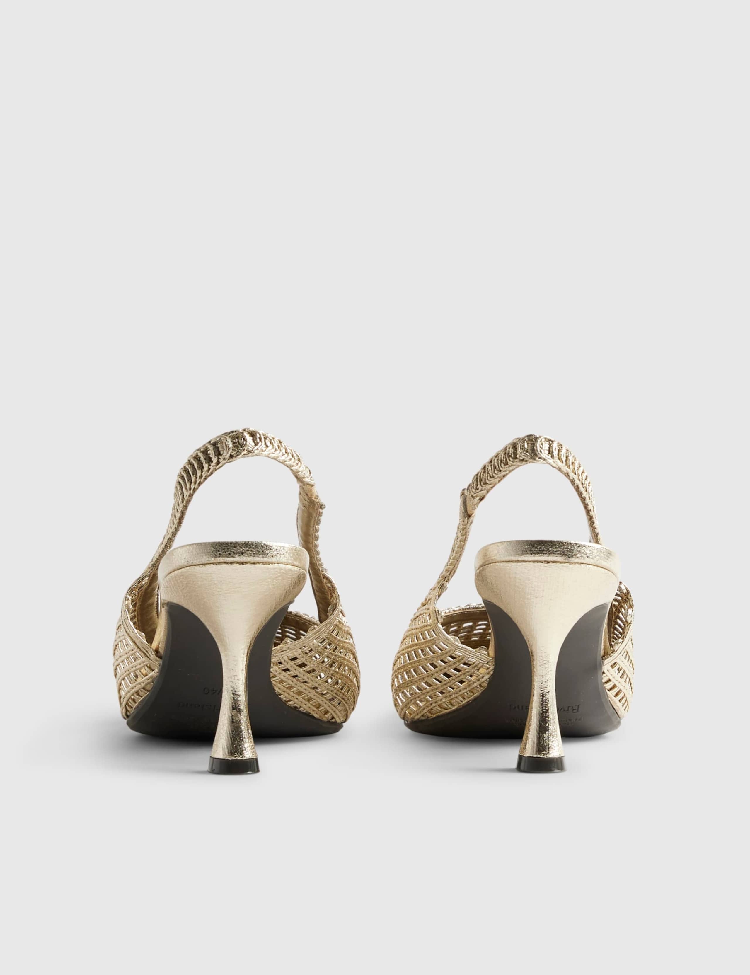 Metallic Woven Stiletto Heel Slingback Shoes 5 of 5