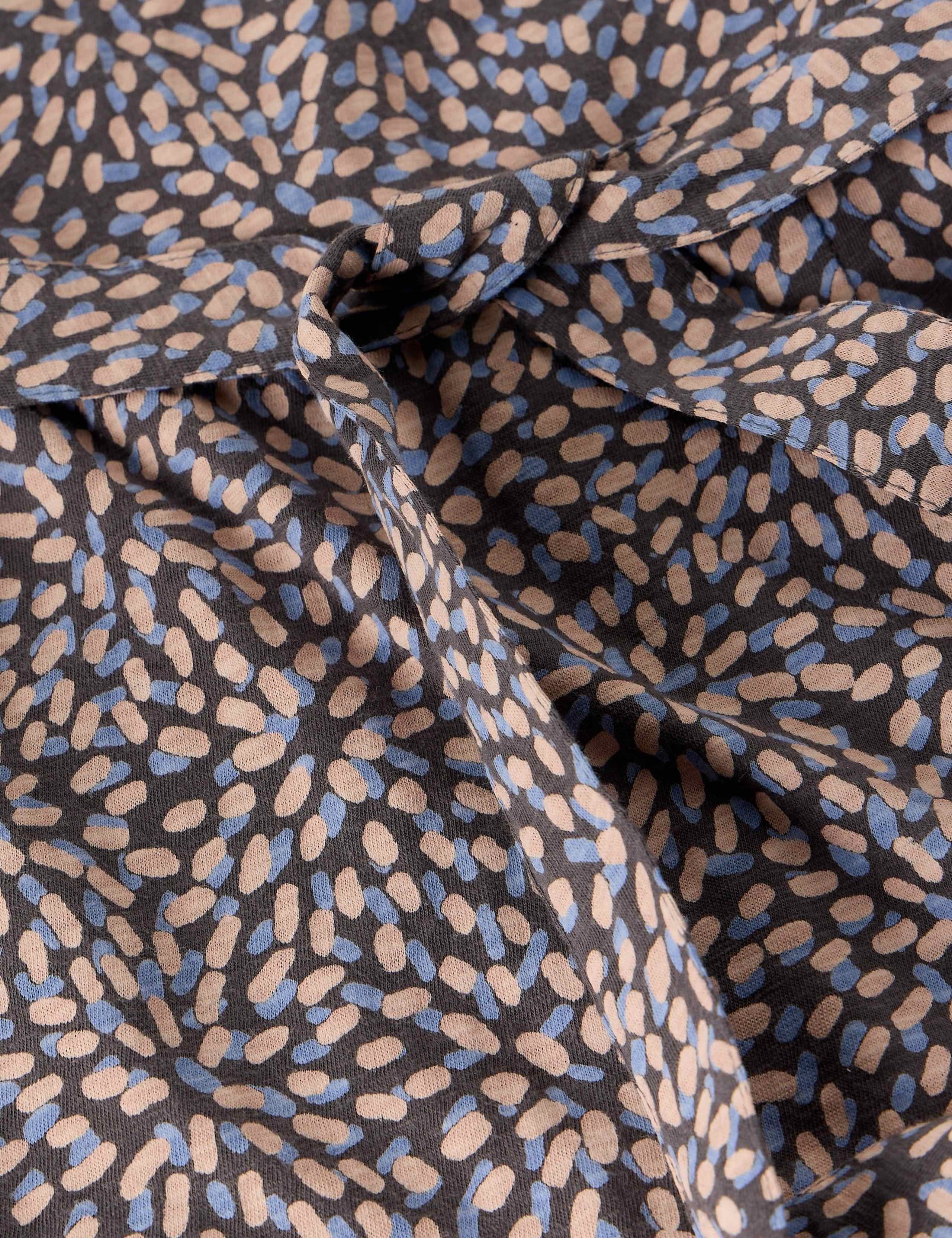 Pure Cotton Jersey Printed Midi Waisted Dress 6 of 6