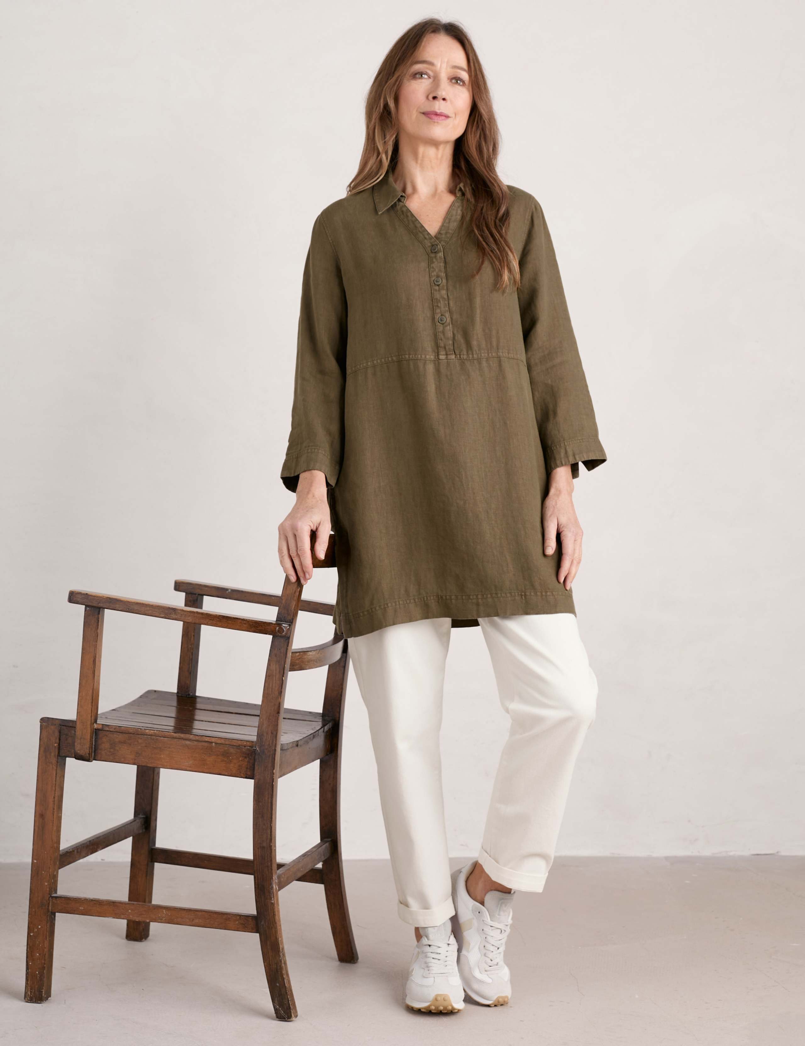 Pure Linen Collared Relaxed Tunic 1 of 4