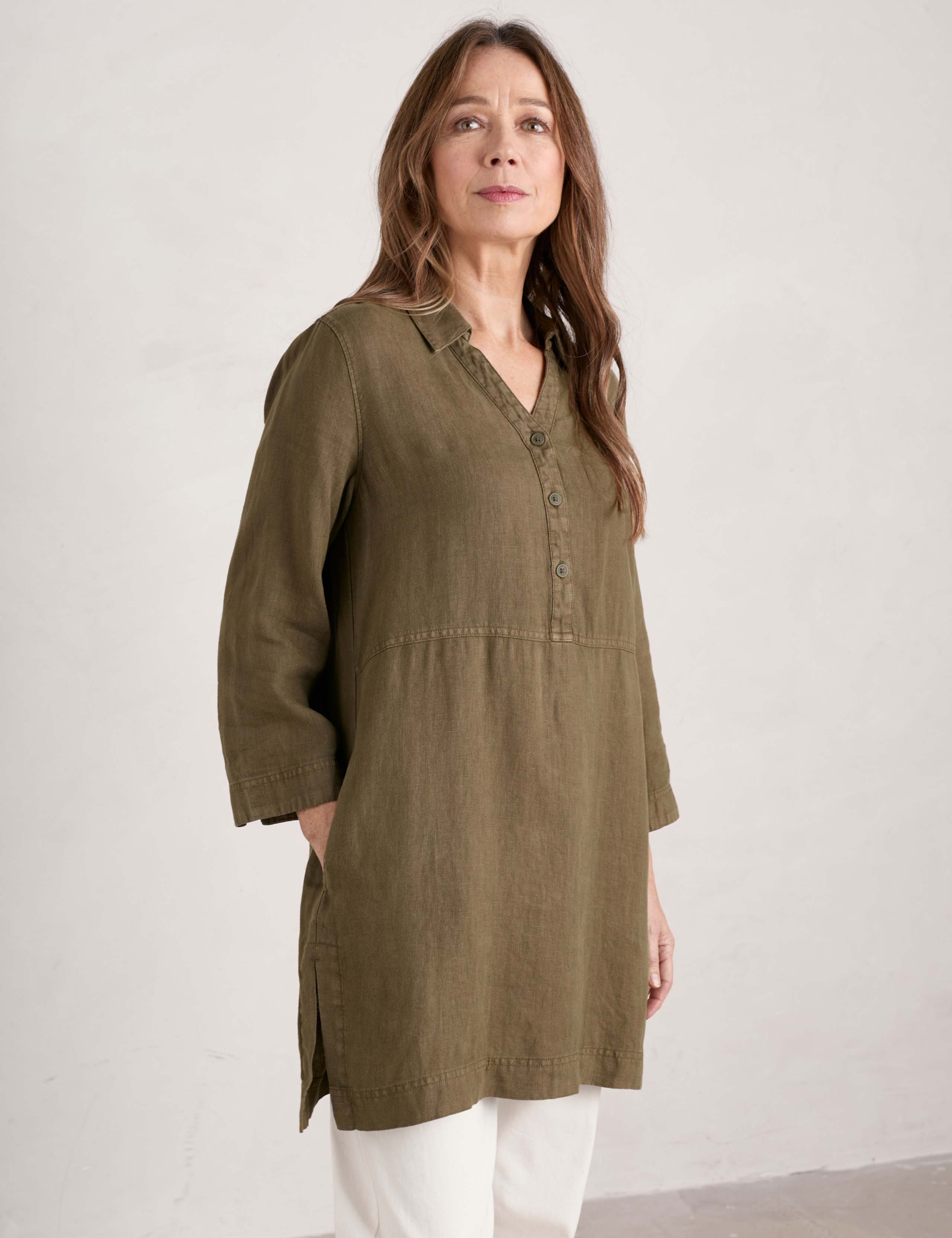 Pure Linen Collared Relaxed Tunic 2 of 4