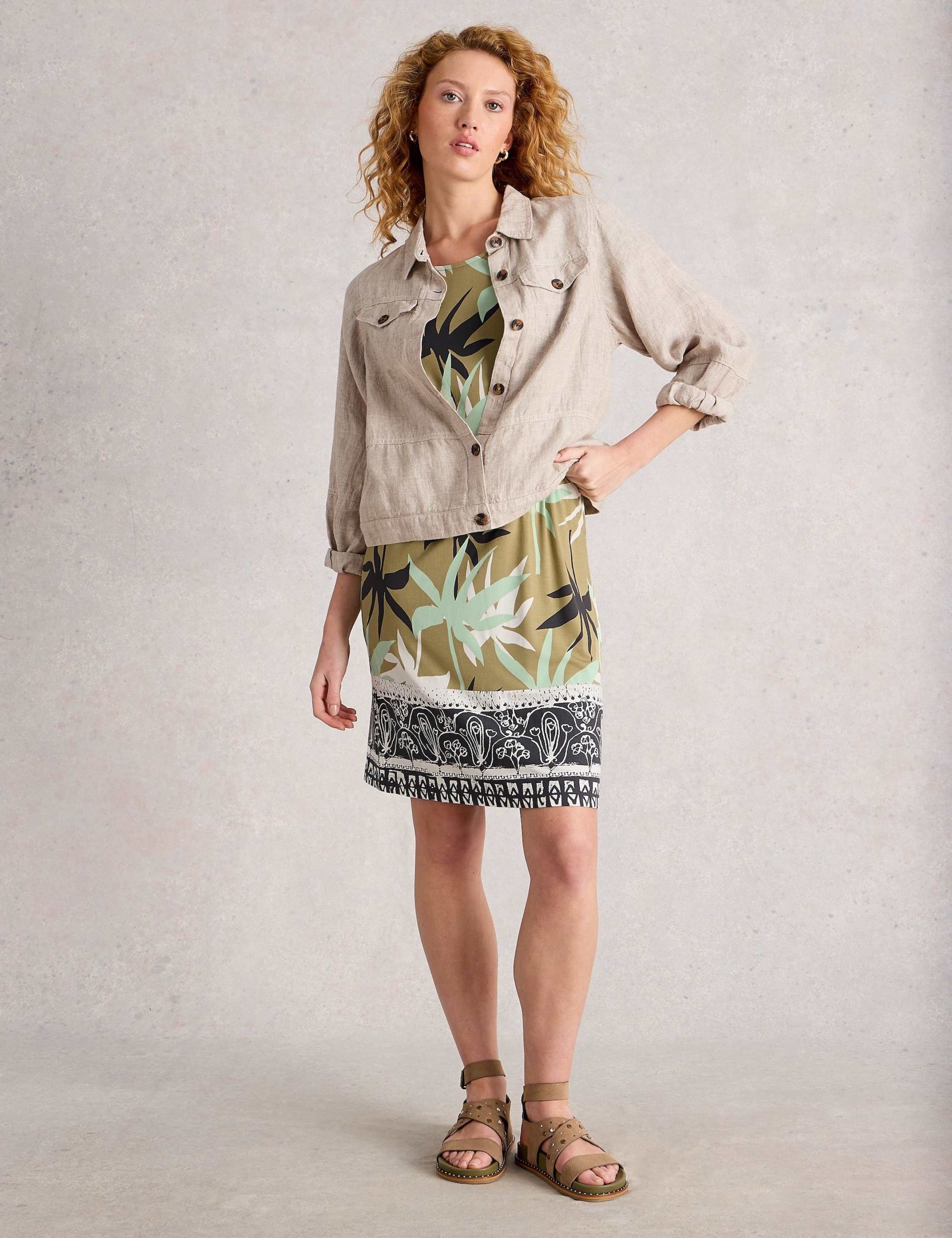 Jersey Abstract Print Round Neck Dress 1 of 6