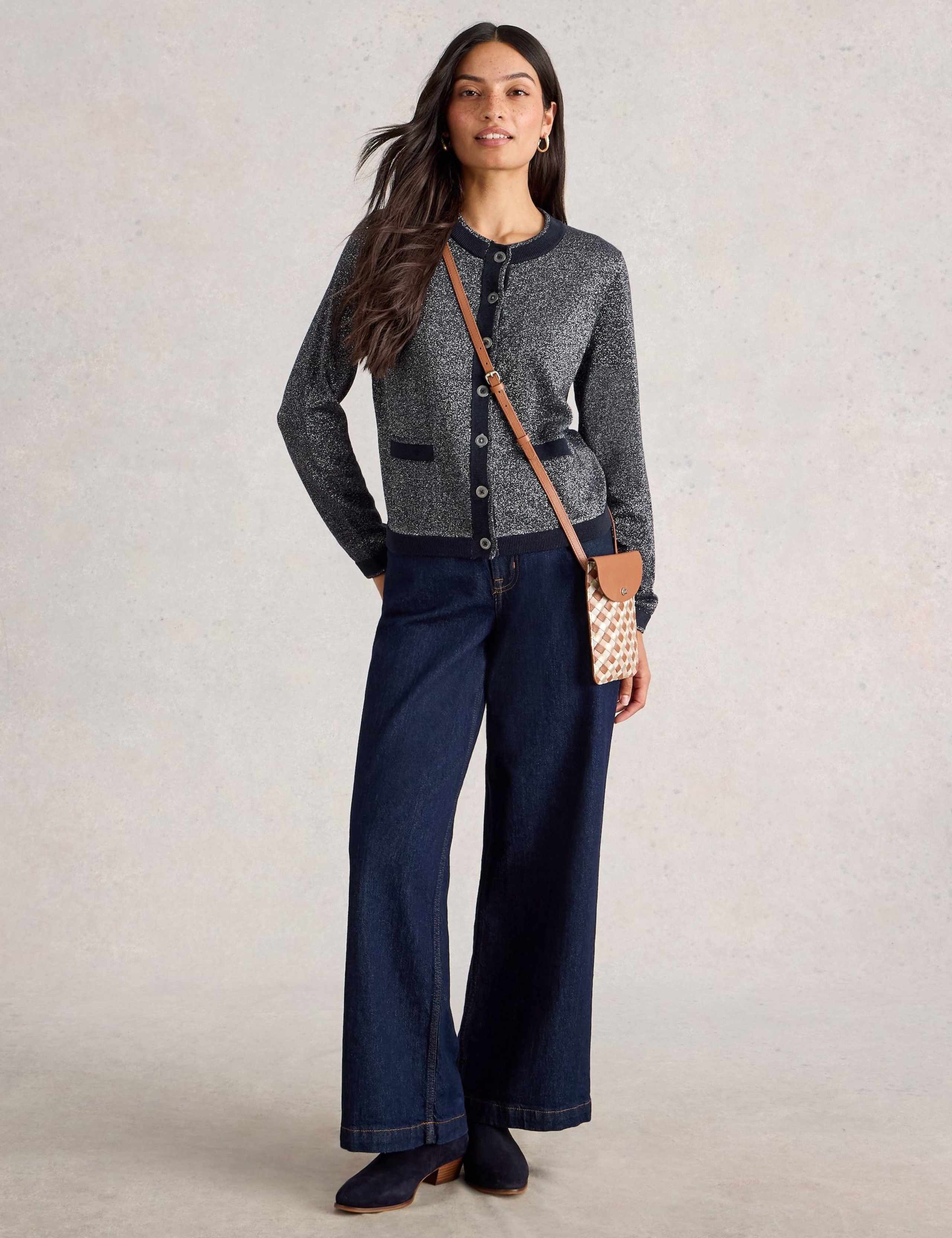 Cotton Rich Sparkle Crew Neck Cardigan 3 of 6