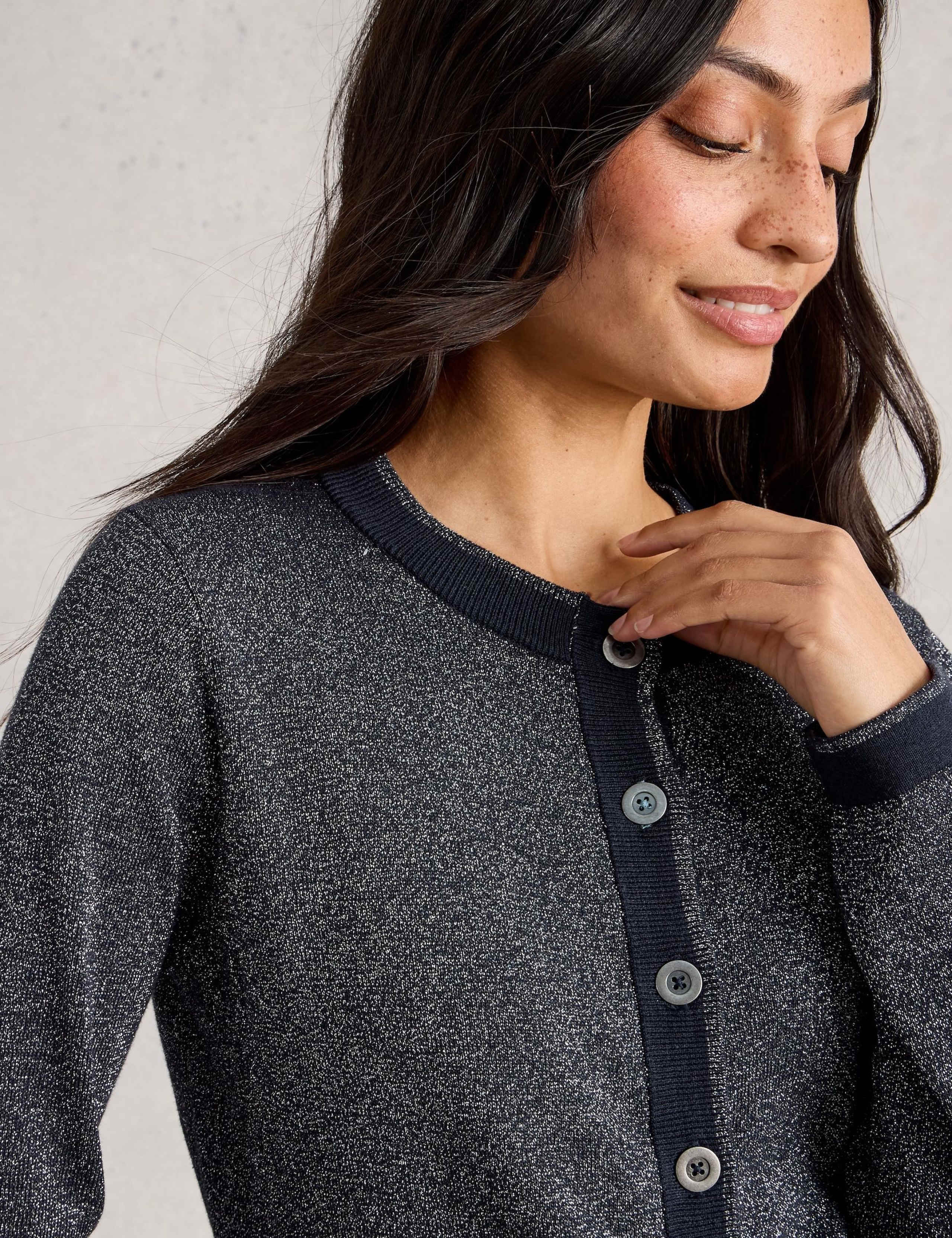 Cotton Rich Sparkle Crew Neck Cardigan 4 of 6