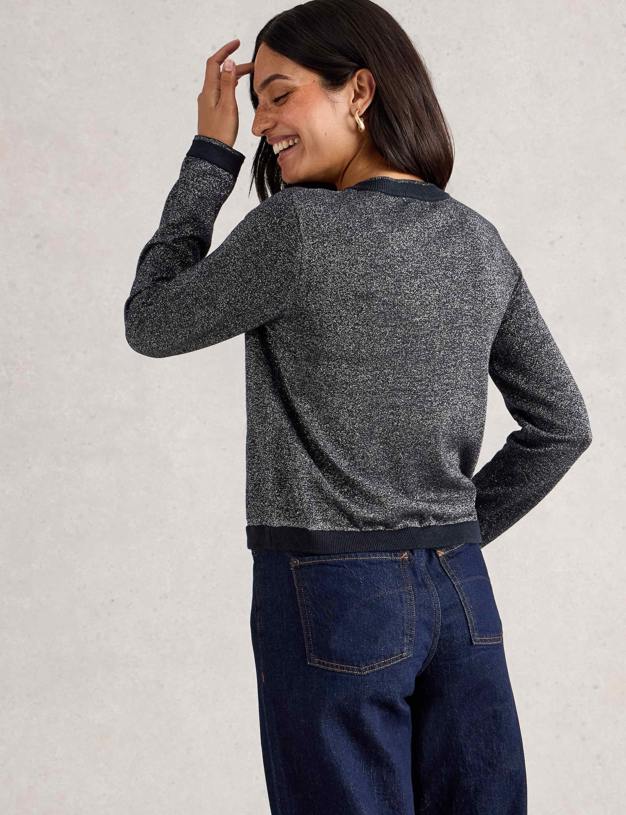Cotton Rich Sparkle Crew Neck Cardigan 5 of 6