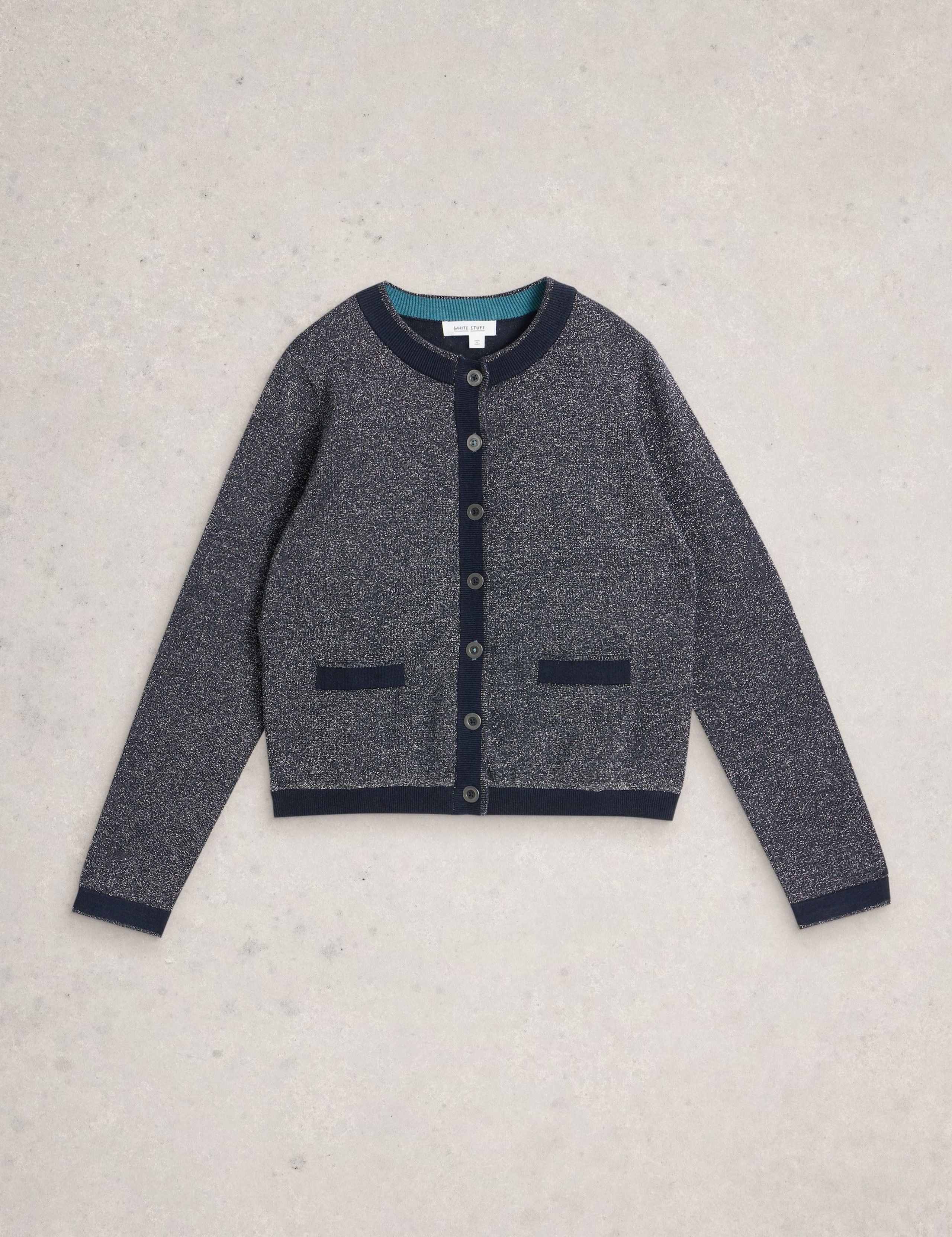 Cotton Rich Sparkle Crew Neck Cardigan 2 of 6