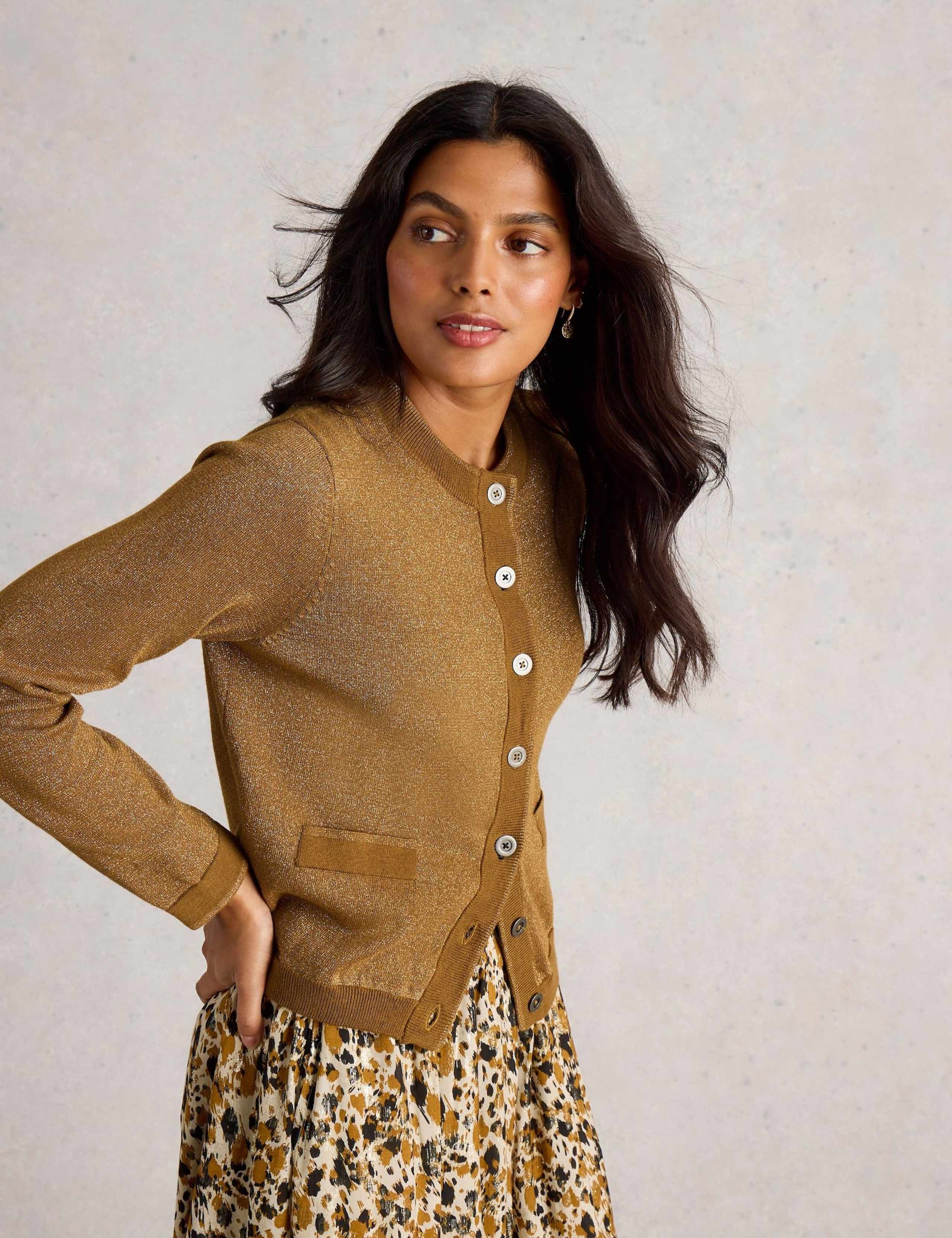 Cotton Rich Sparkle Crew Neck Cardigan 3 of 6