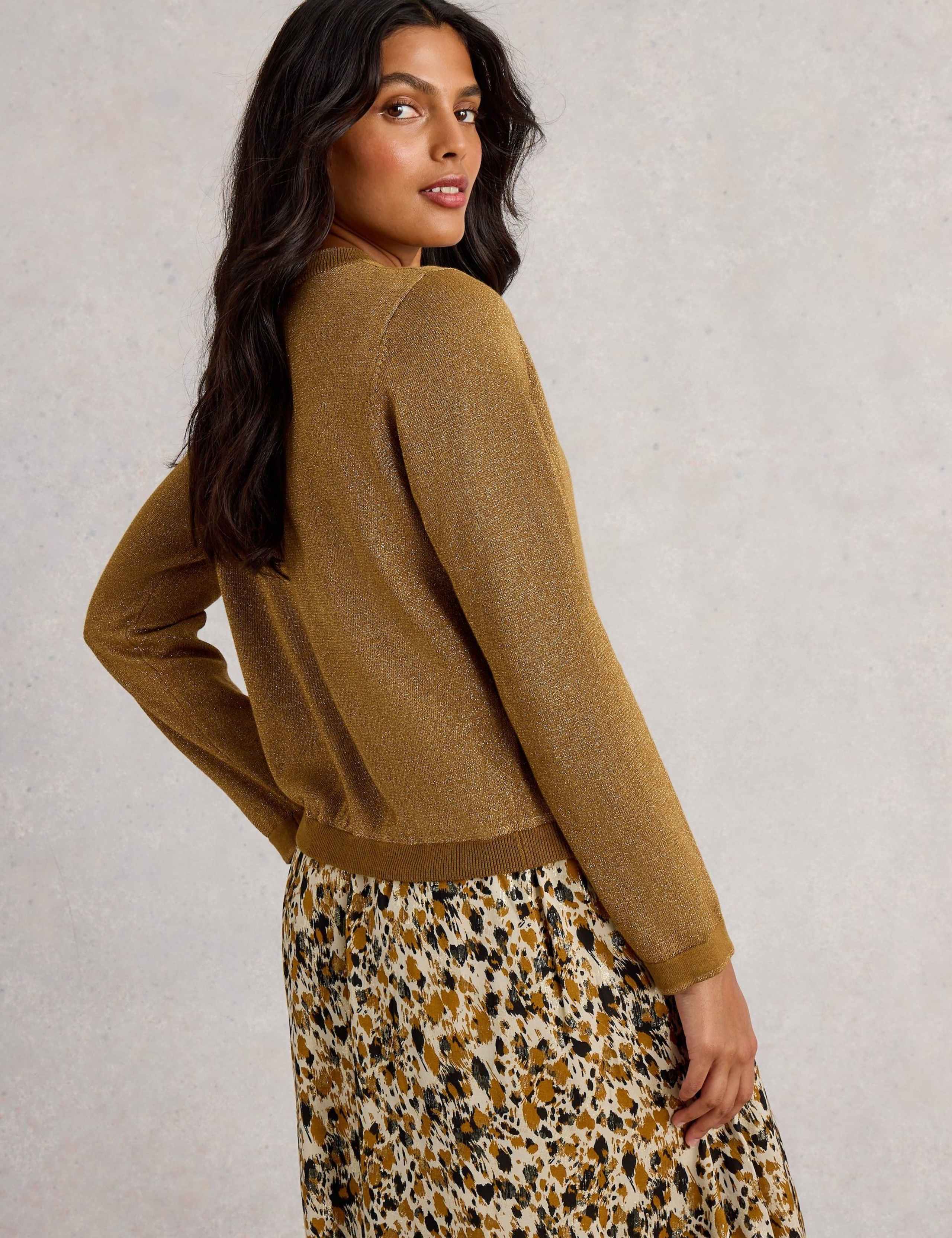 Cotton Rich Sparkle Crew Neck Cardigan 4 of 6