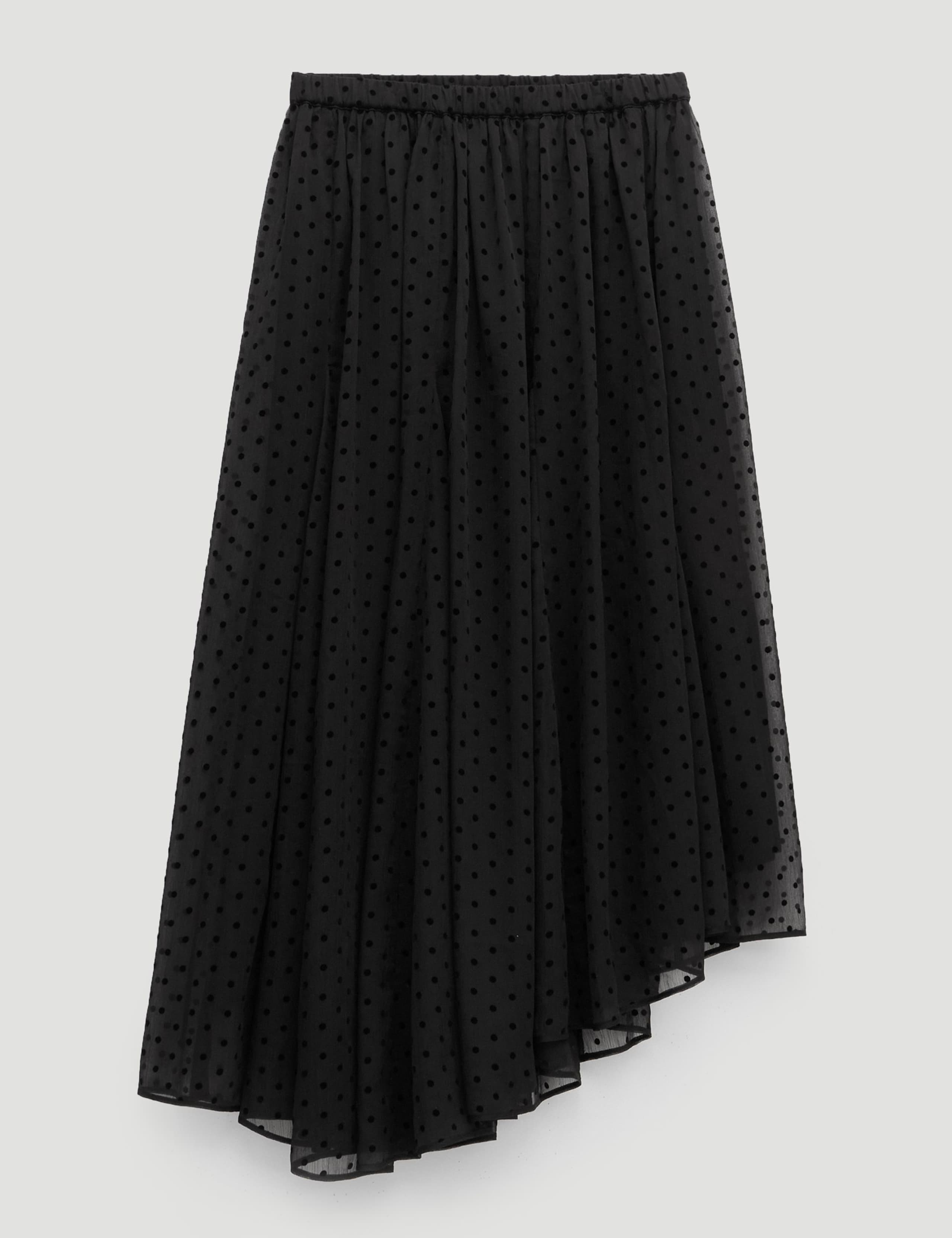 Flocked Polka Dot Midi Asymmetric Skirt 2 of 5