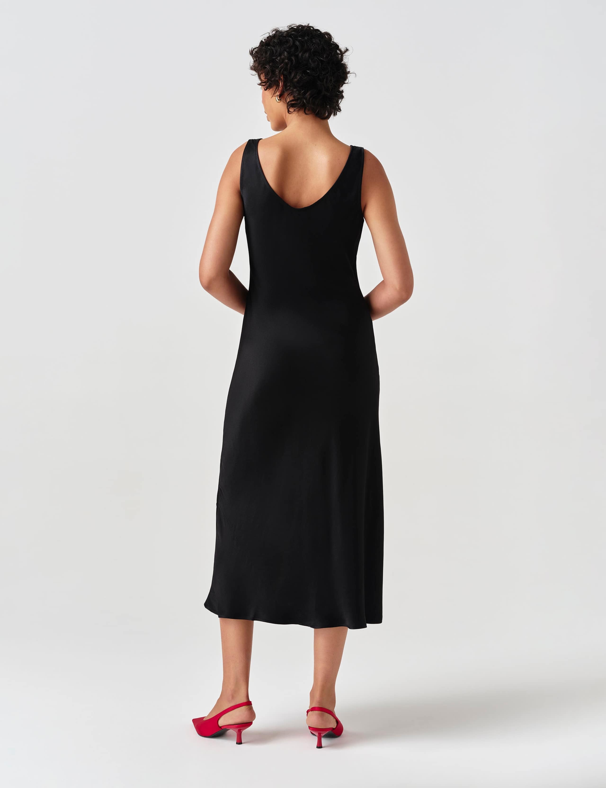 Satin Cowl Neck Midi Column Dress 5 of 8