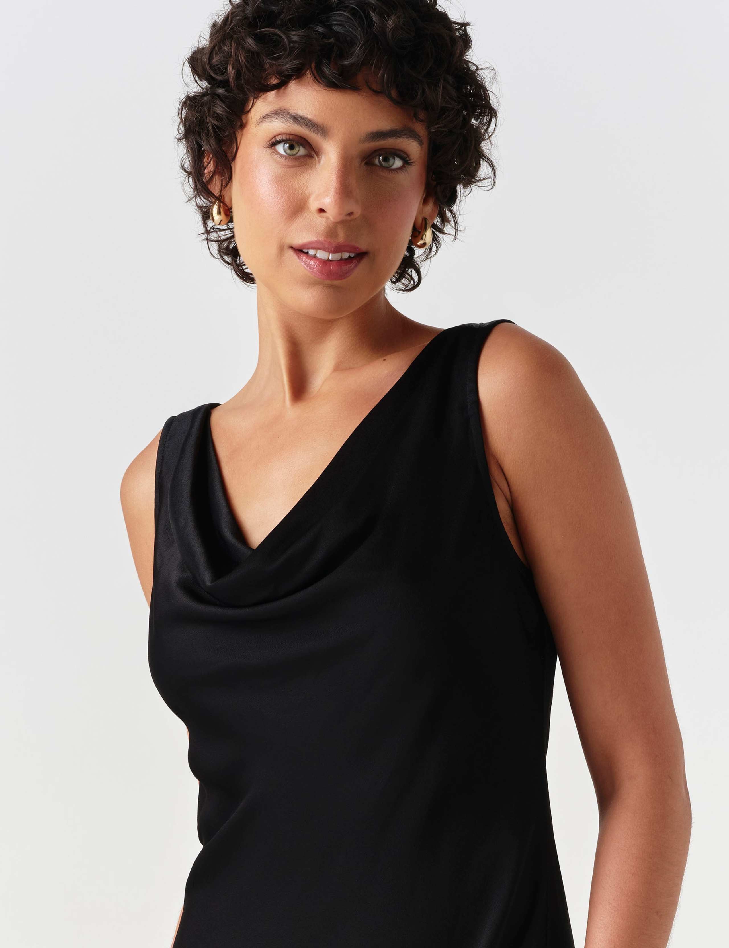 Satin Cowl Neck Midi Column Dress 7 of 8