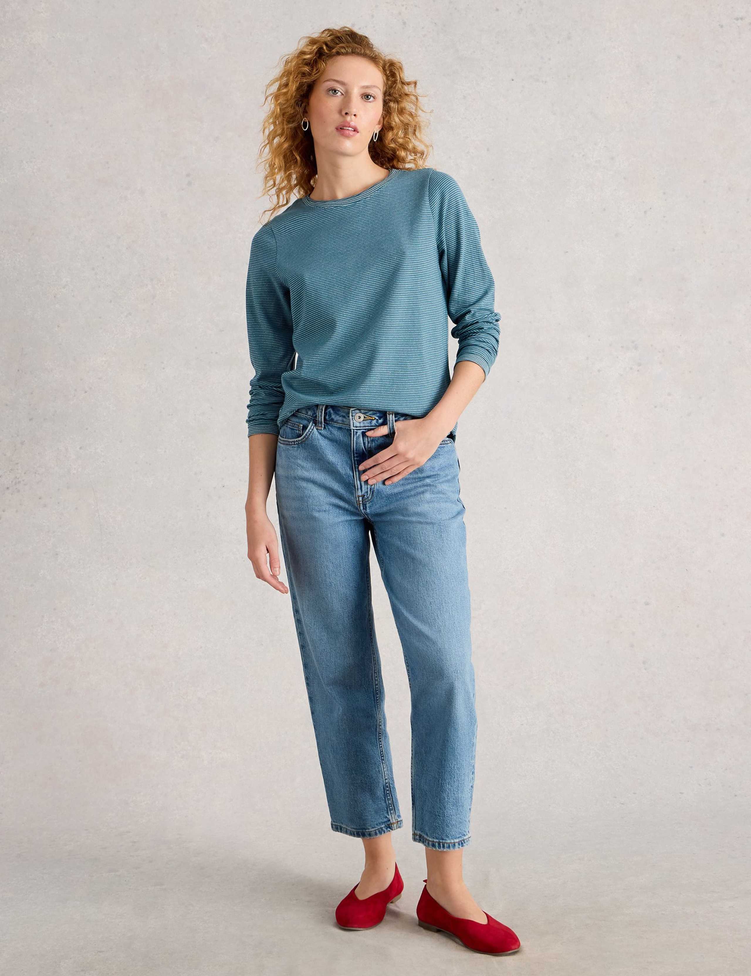 Cotton Rich Striped Sparkle Top 1 of 6