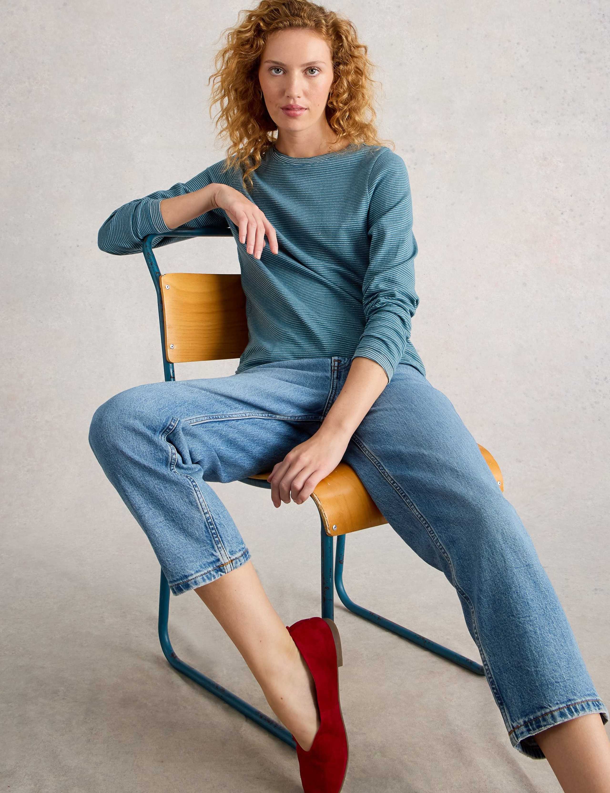 Cotton Rich Striped Sparkle Top 3 of 6