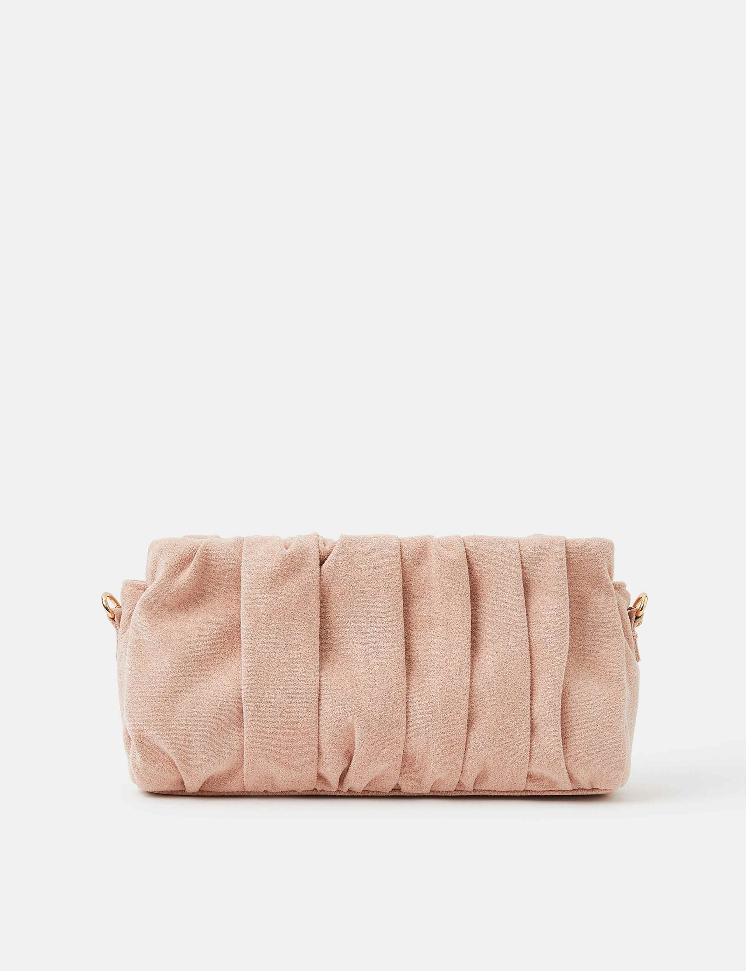 Faux Suede Ruched Chain Strap Clutch Bag 1 of 5