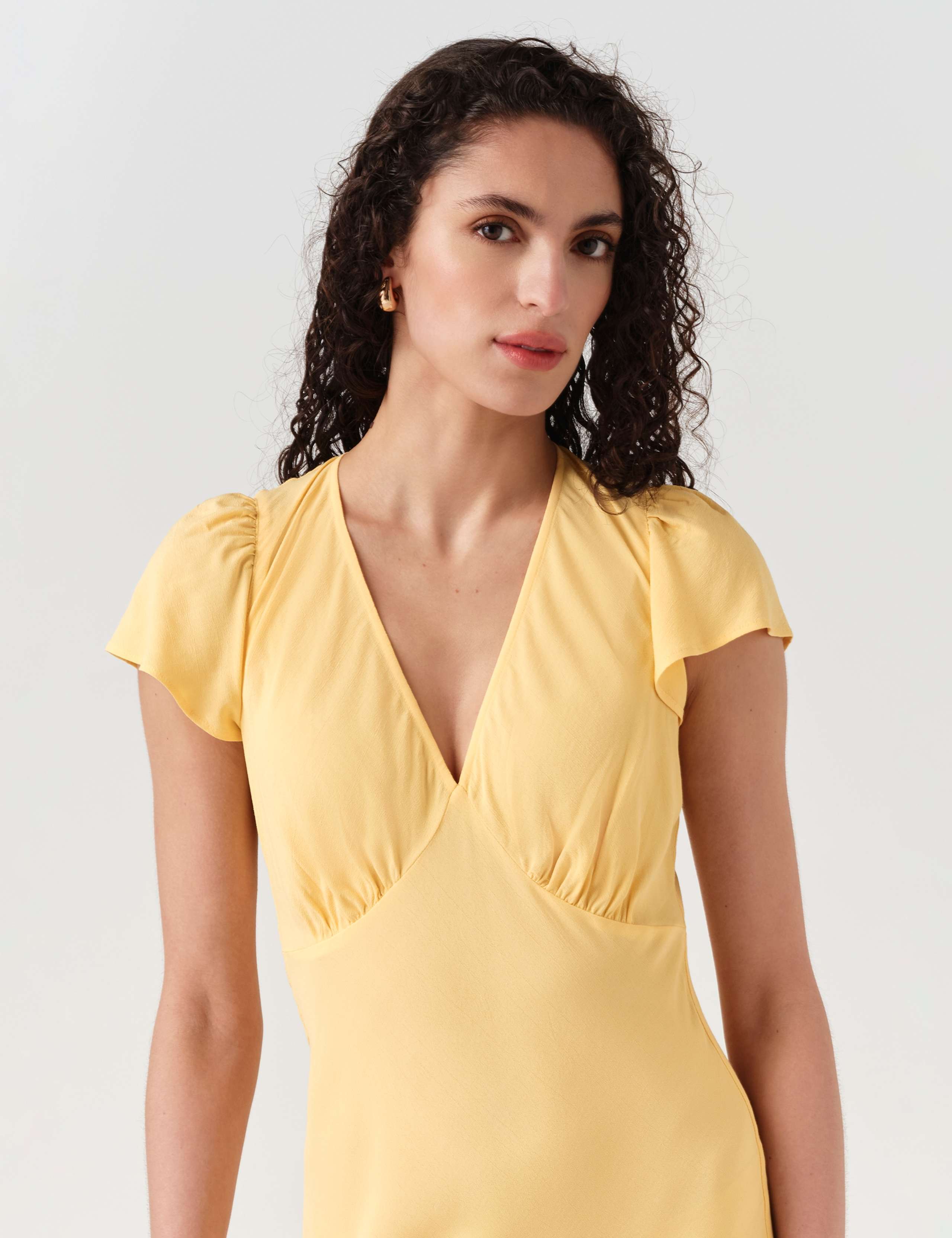 Crepe V-Neck Midi Tiered Tea Dress 3 of 6