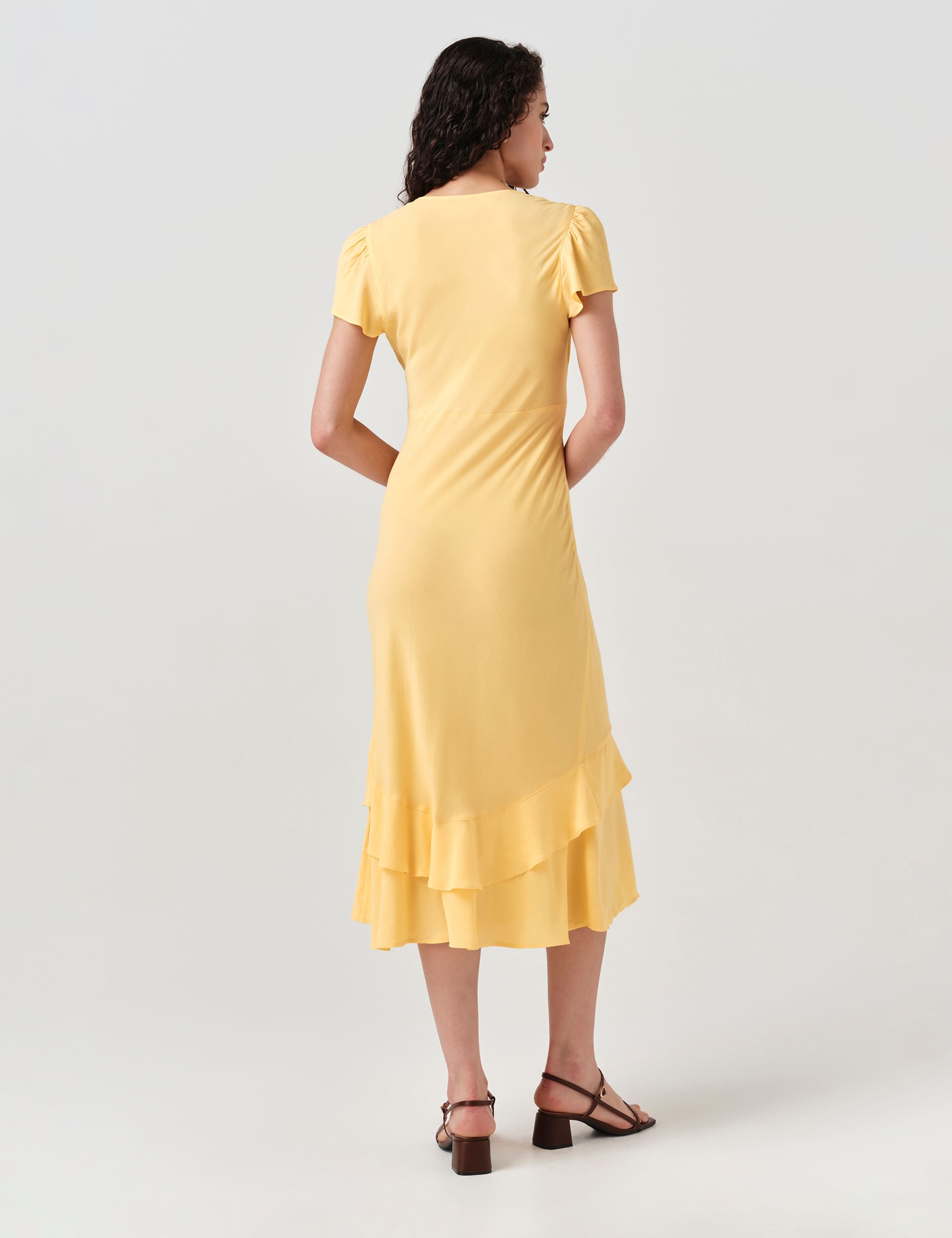Crepe V-Neck Midi Tiered Tea Dress 4 of 6