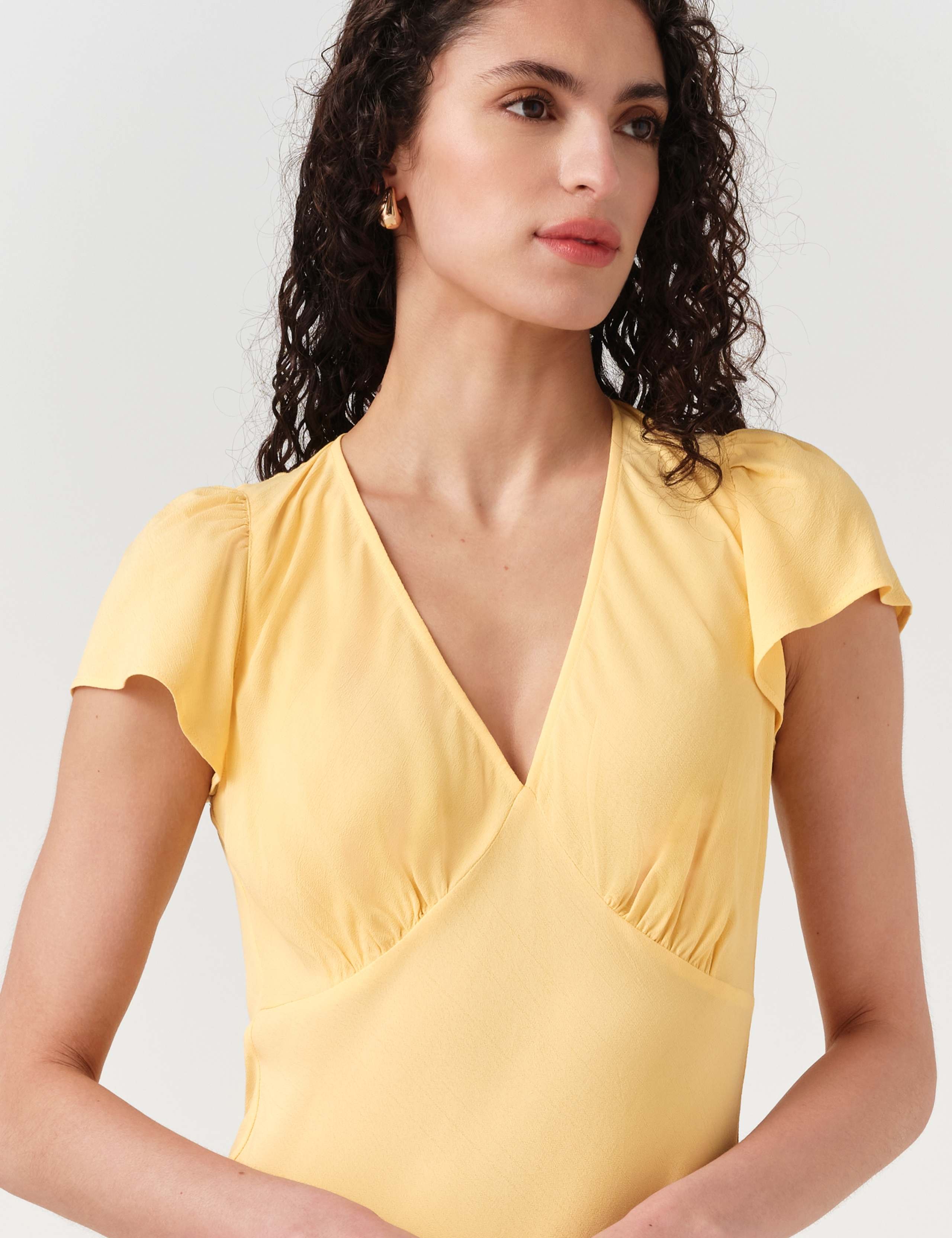 Crepe V-Neck Midi Tiered Tea Dress 6 of 6