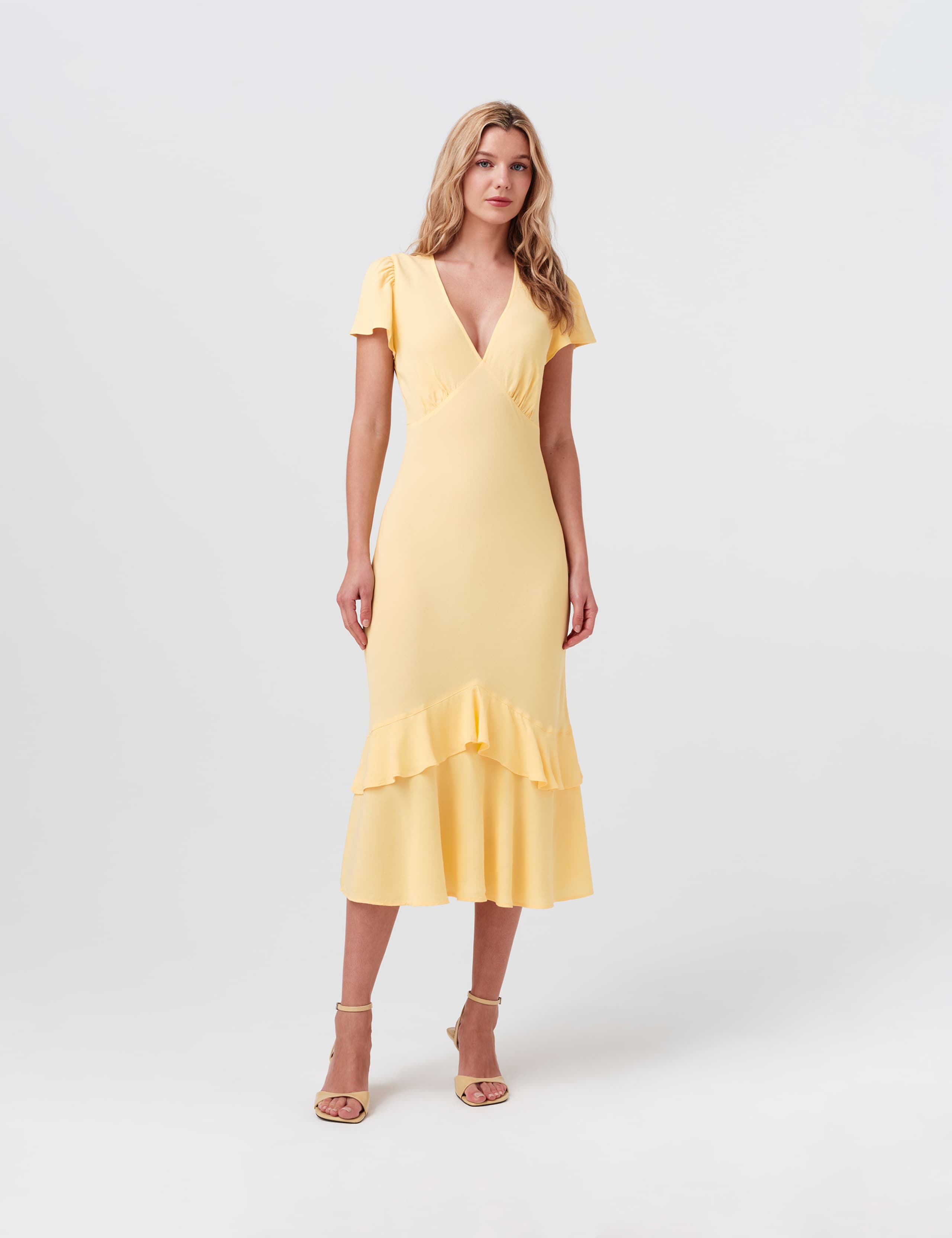 Crepe V-Neck Midi Tiered Tea Dress 8 of 9