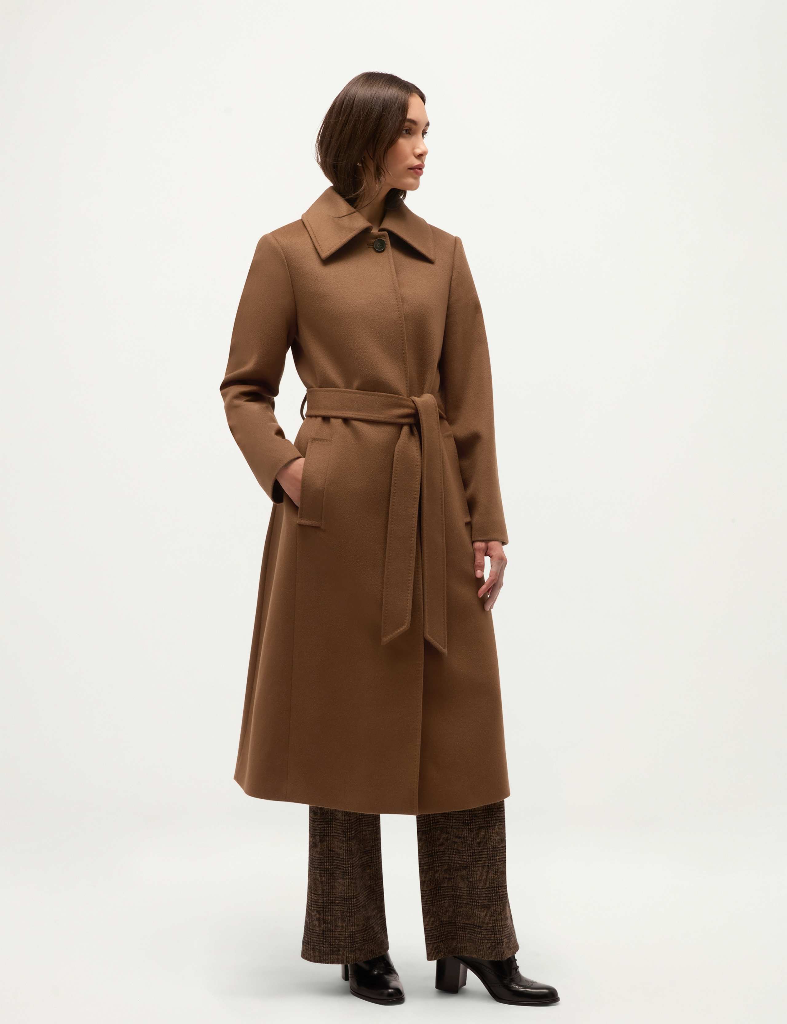 Pure Wool Belted Collared Coat 1 of 8