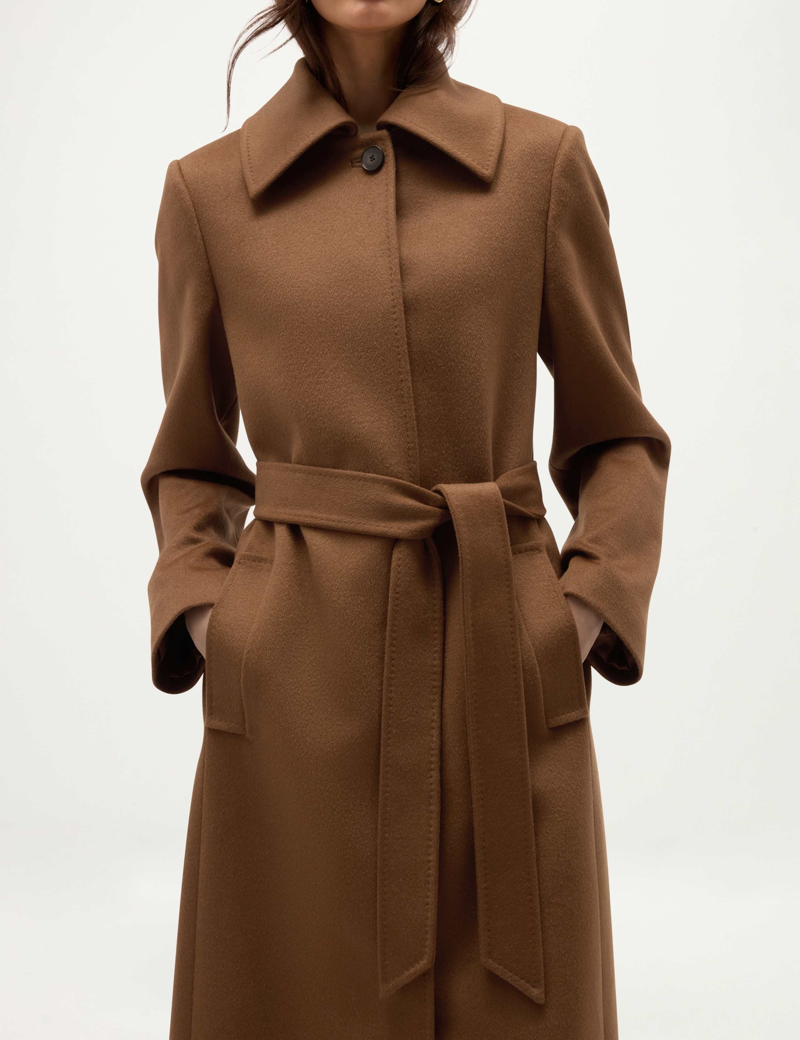 Pure Wool Belted Collared Coat 8 of 8