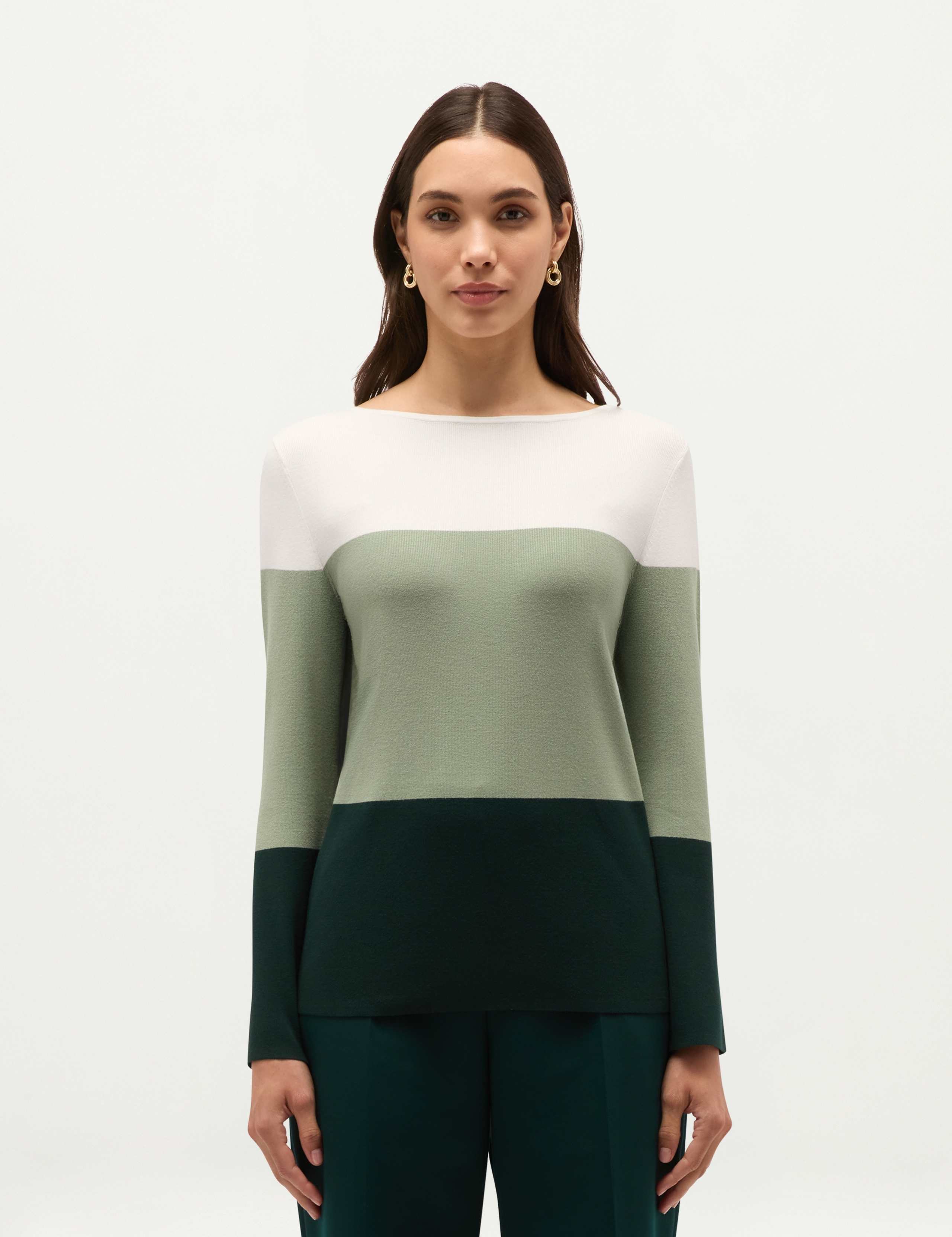 Rayon Rich Colour Block Boat Neck Relaxed Jumper 5 of 6