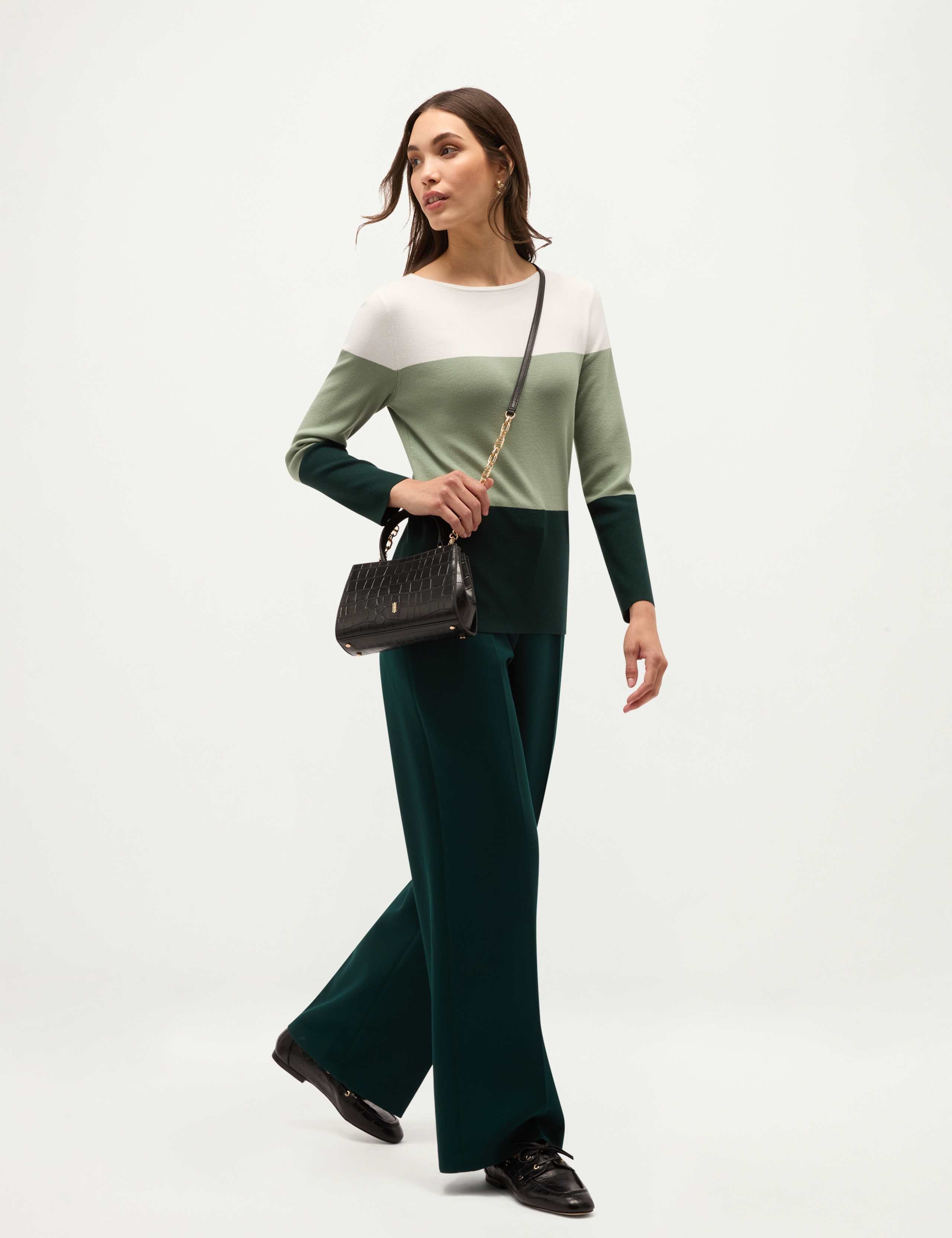 Rayon Rich Colour Block Boat Neck Relaxed Jumper 6 of 6
