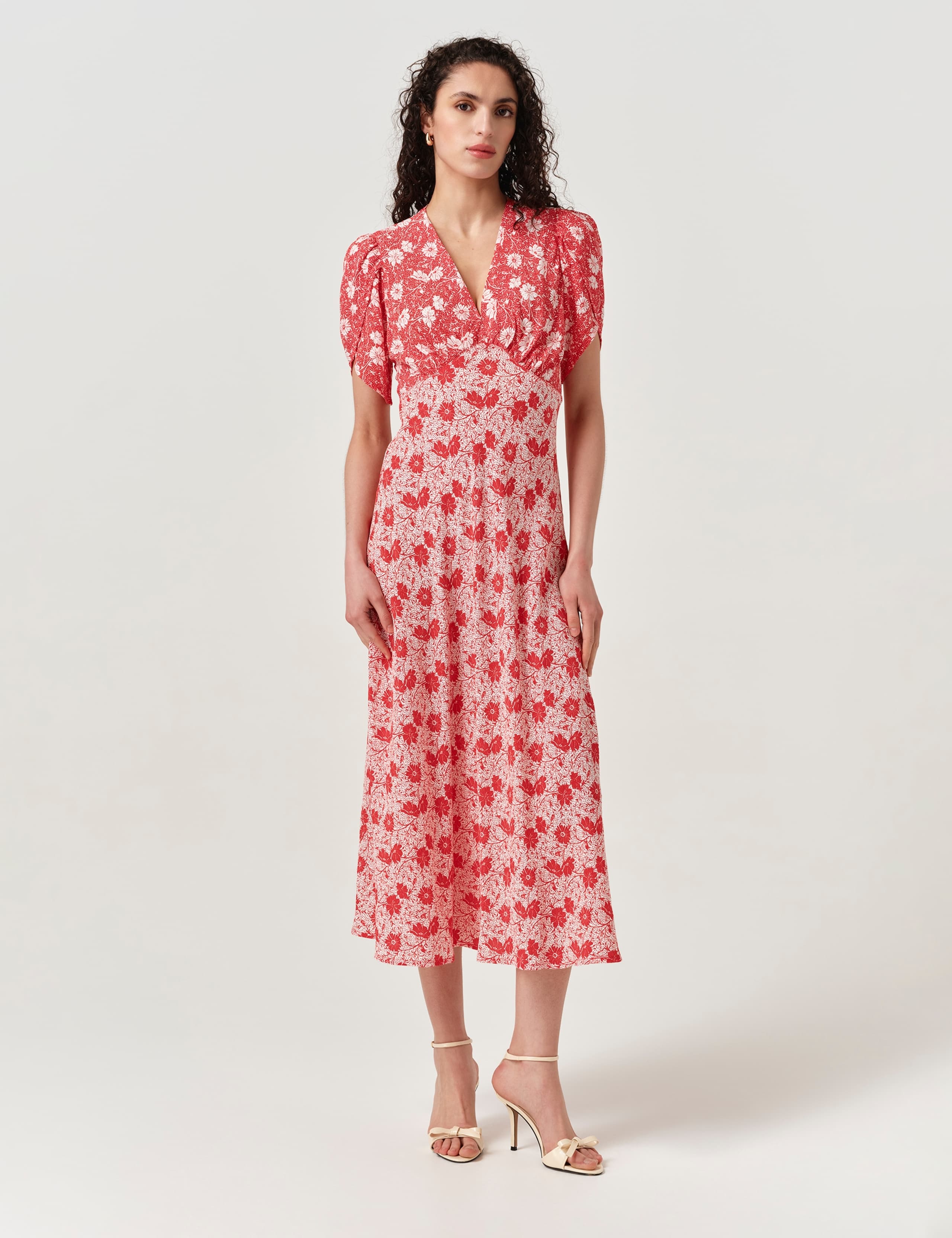 Crepe Floral Midi Tea Dress 1 of 6