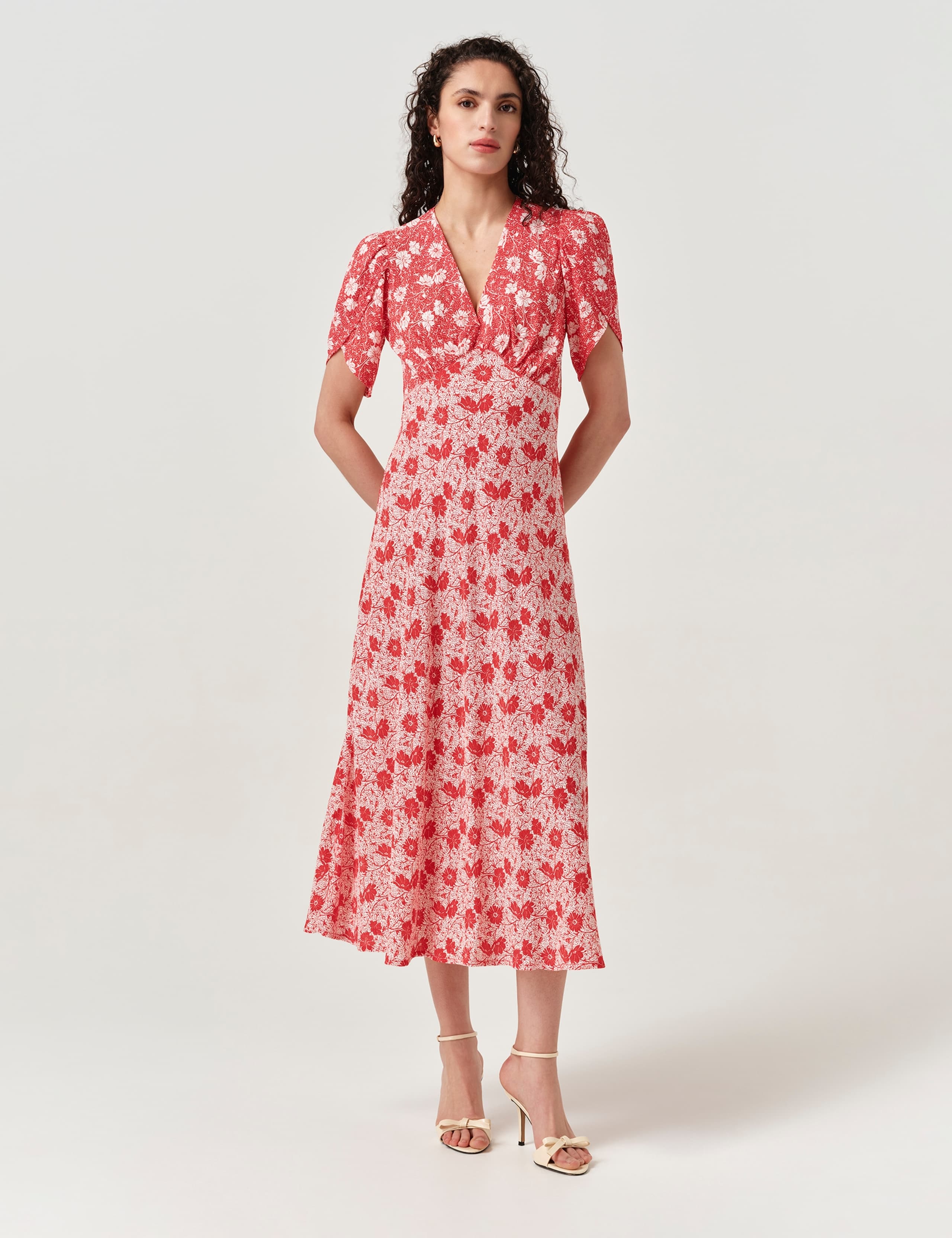 Crepe Floral Midi Tea Dress 2 of 6