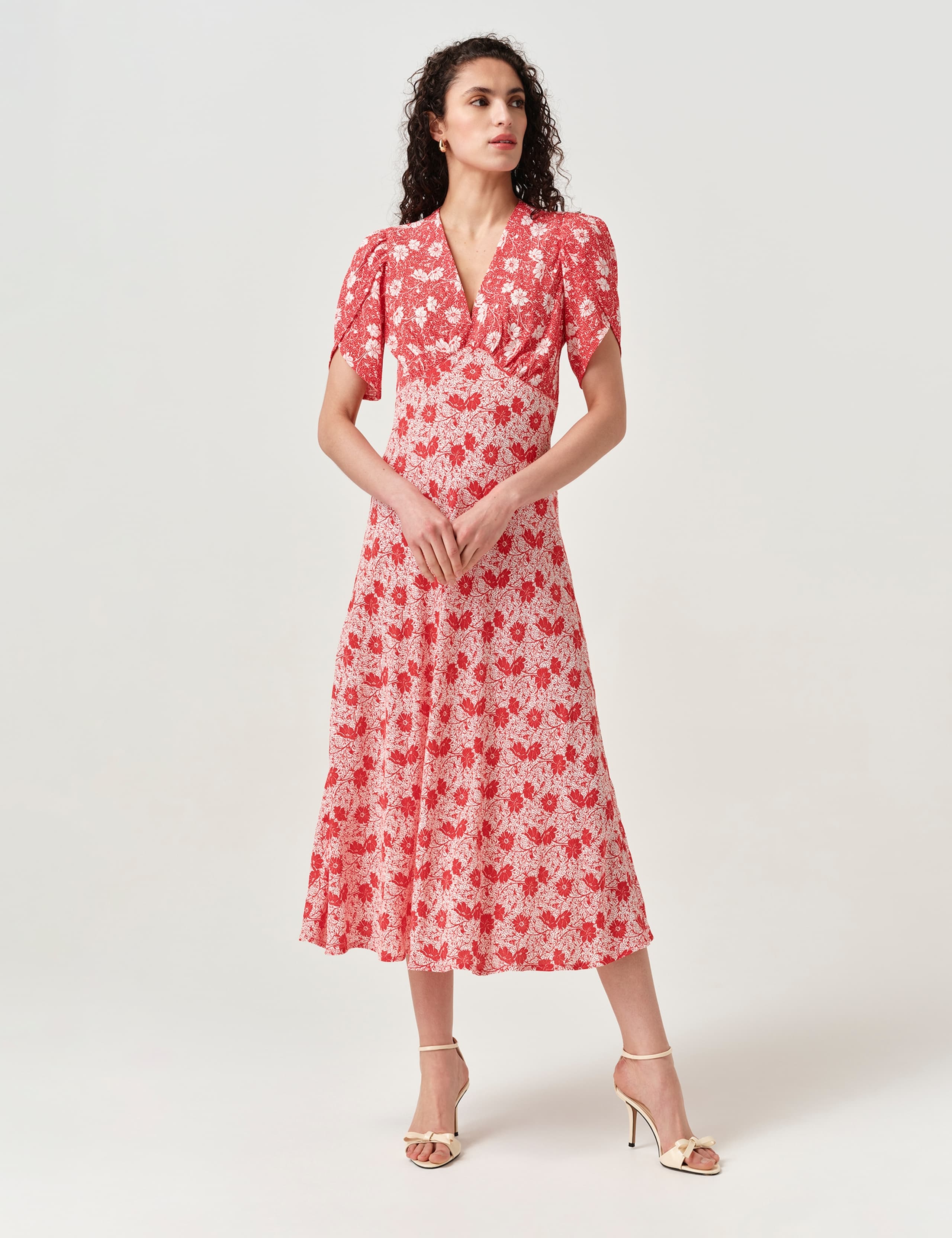 Crepe Floral Midi Tea Dress 3 of 6